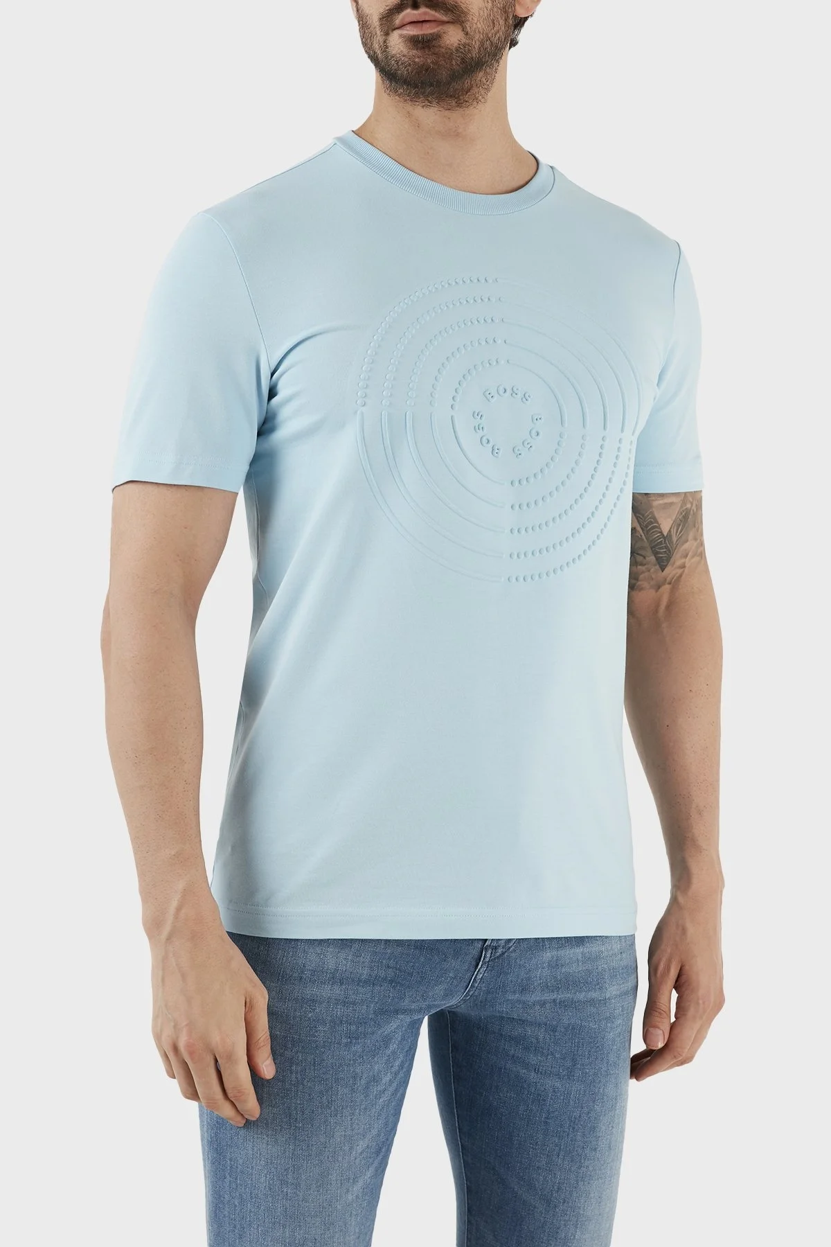 Boss Streç Pamuklu Regular Fit Bisiklet Yaka Erkek T Shirt 50488776 460 MAVİ - 2