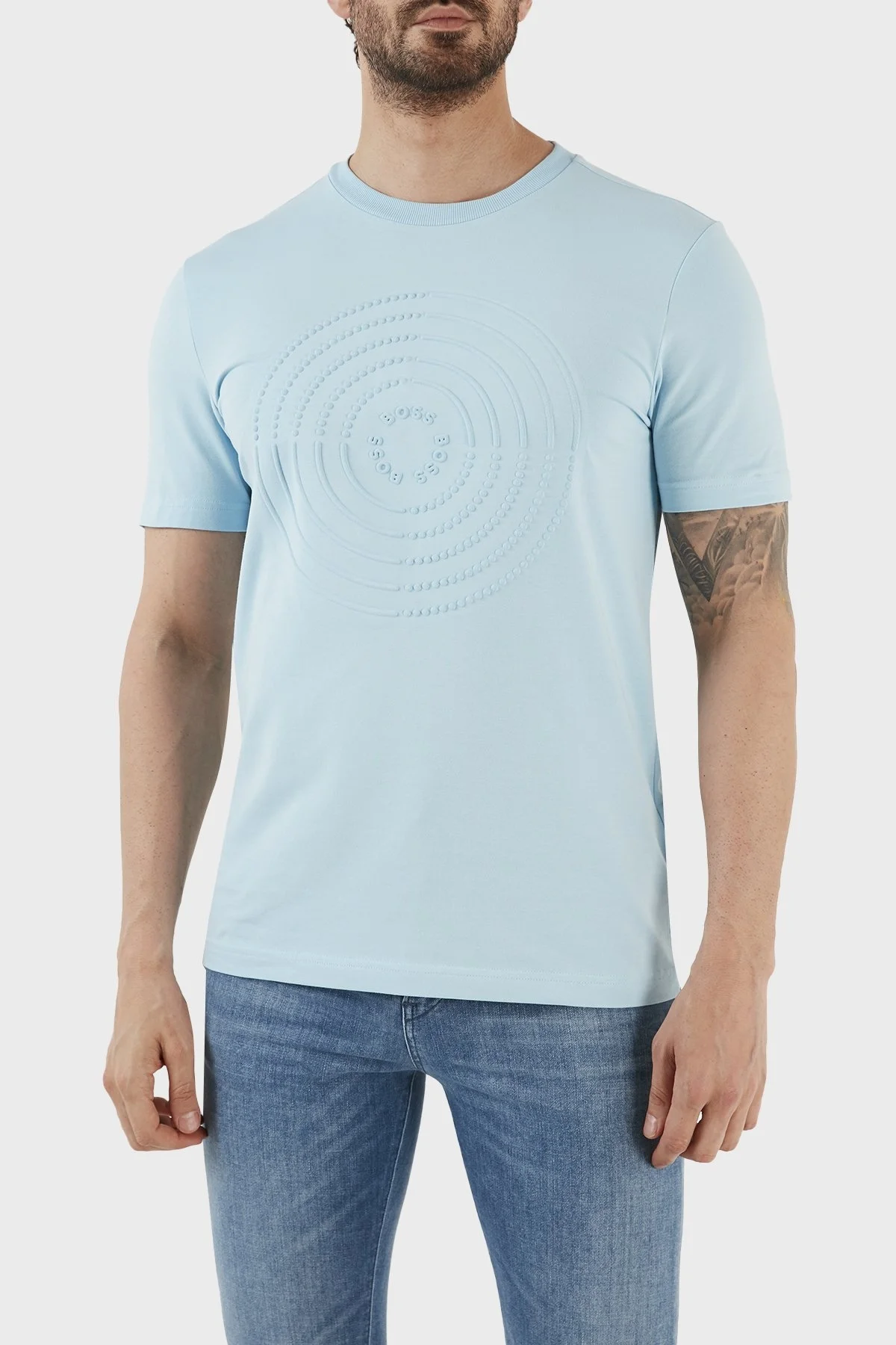 Boss Streç Pamuklu Regular Fit Bisiklet Yaka Erkek T Shirt 50488776 460 MAVİ - 3