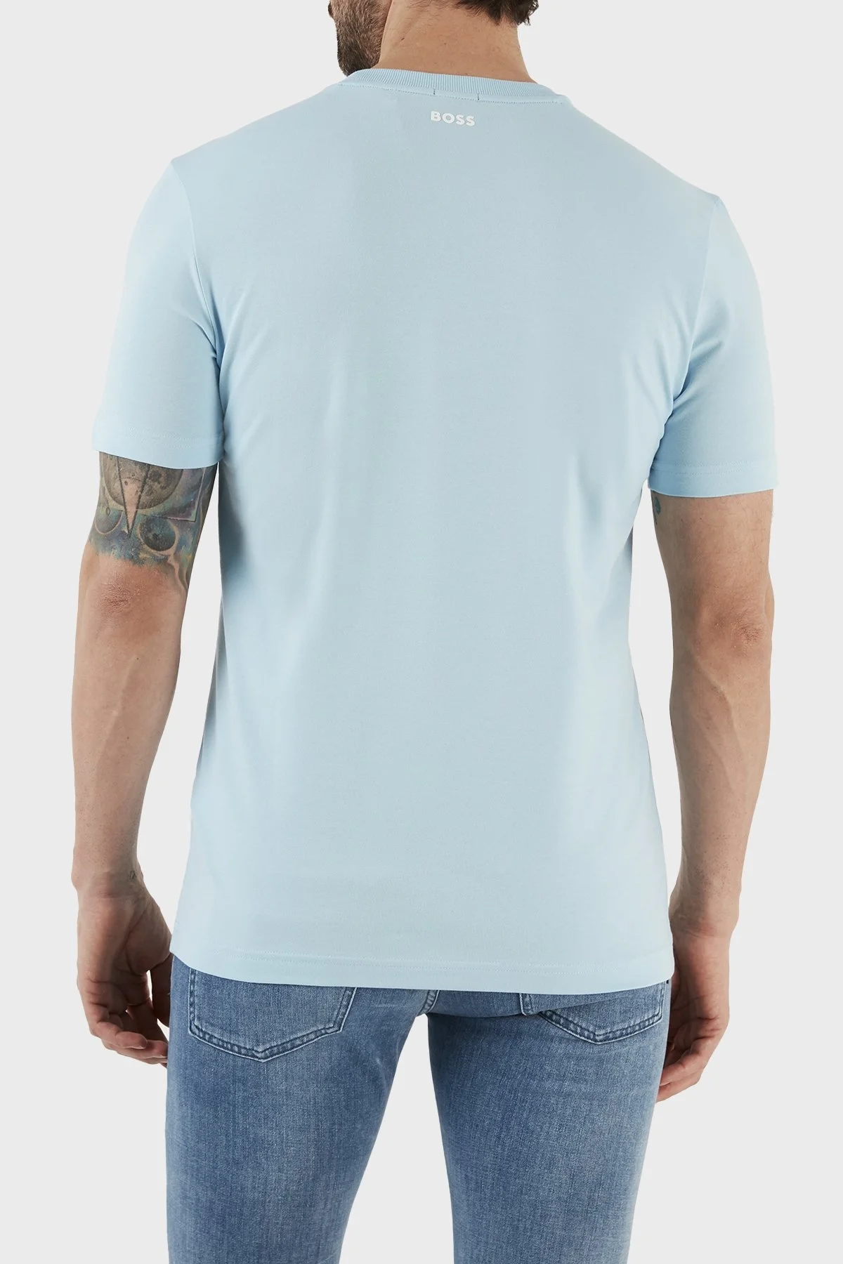 Boss Streç Pamuklu Regular Fit Bisiklet Yaka Erkek T Shirt 50488776 460 MAVİ - 5