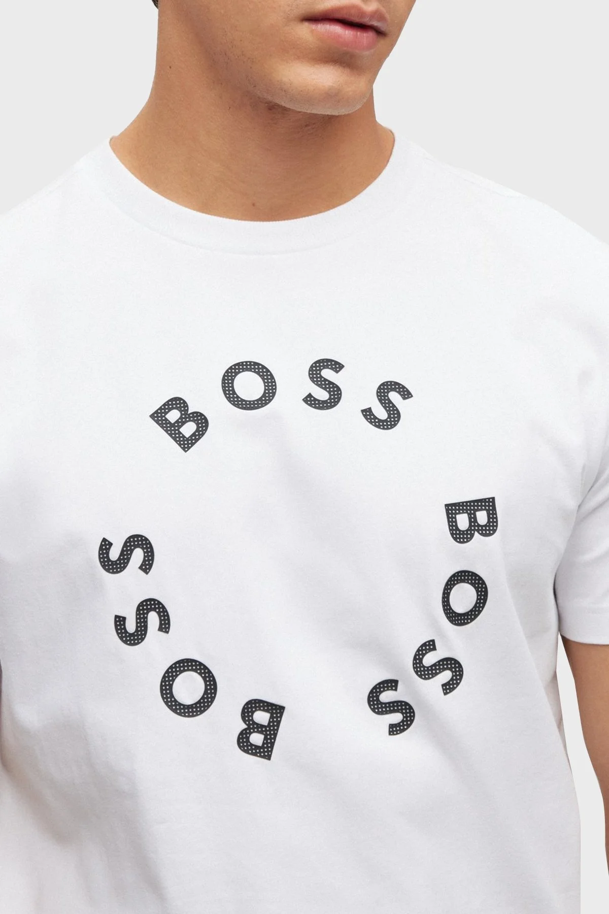 Boss Streç Pamuklu Regular Fit Bisiklet Yaka Erkek T Shirt 50488831 100 BEYAZ - 4