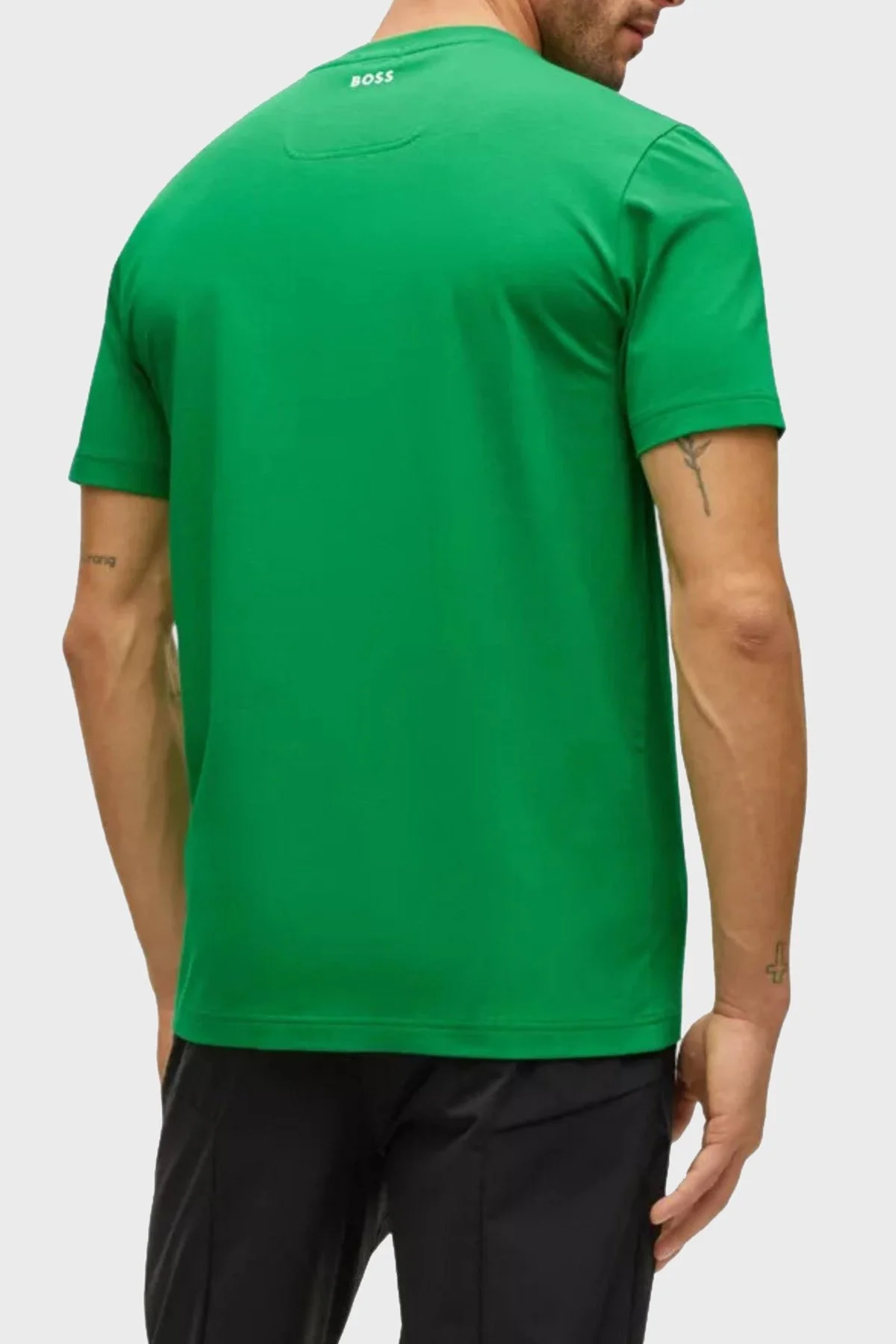 Boss Streç Pamuklu Regular Fit Bisiklet Yaka Erkek T Shirt 50488831 342 YEŞİL - 2