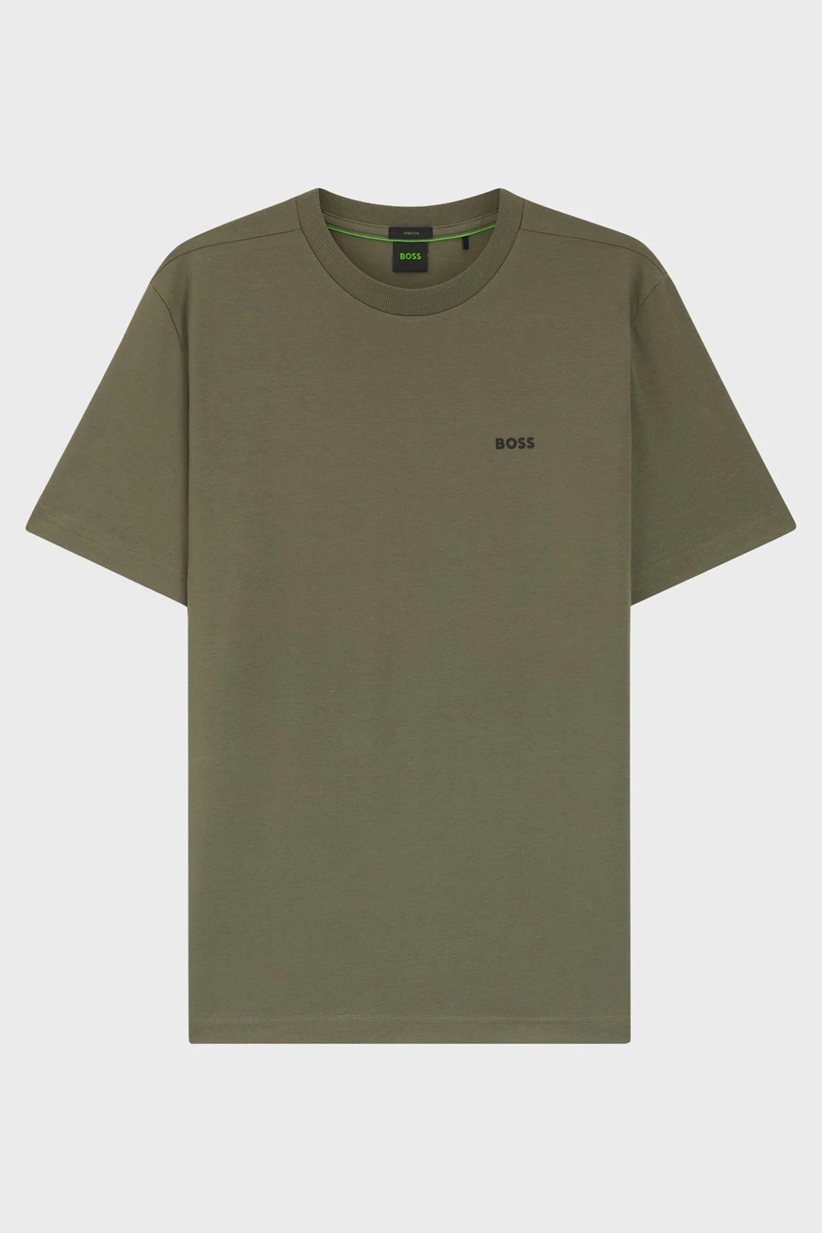 Boss Streç Pamuklu Regular Fit Bisiklet Yaka Erkek T Shirt 50506373 257 HAKİ - 5