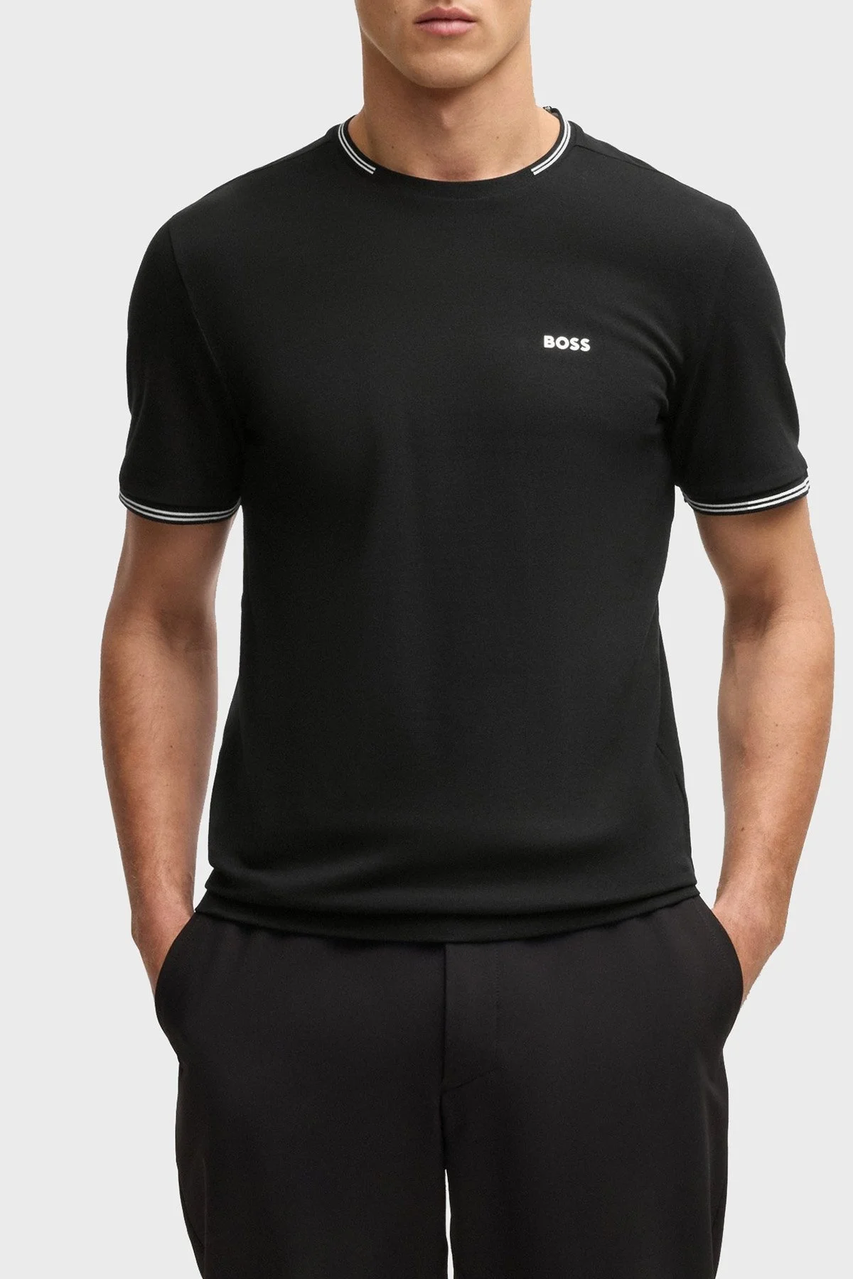 Boss Streç Pamuklu Regular Fit Bisiklet Yaka Erkek T Shirt 50521245 001 SİYAH - 1