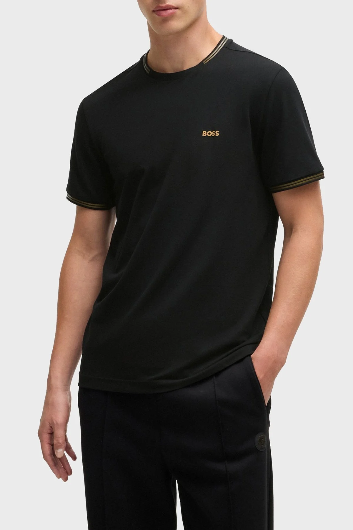 Boss Streç Pamuklu Regular Fit Bisiklet Yaka Erkek T Shirt 50521245 006 SİYAH - 1