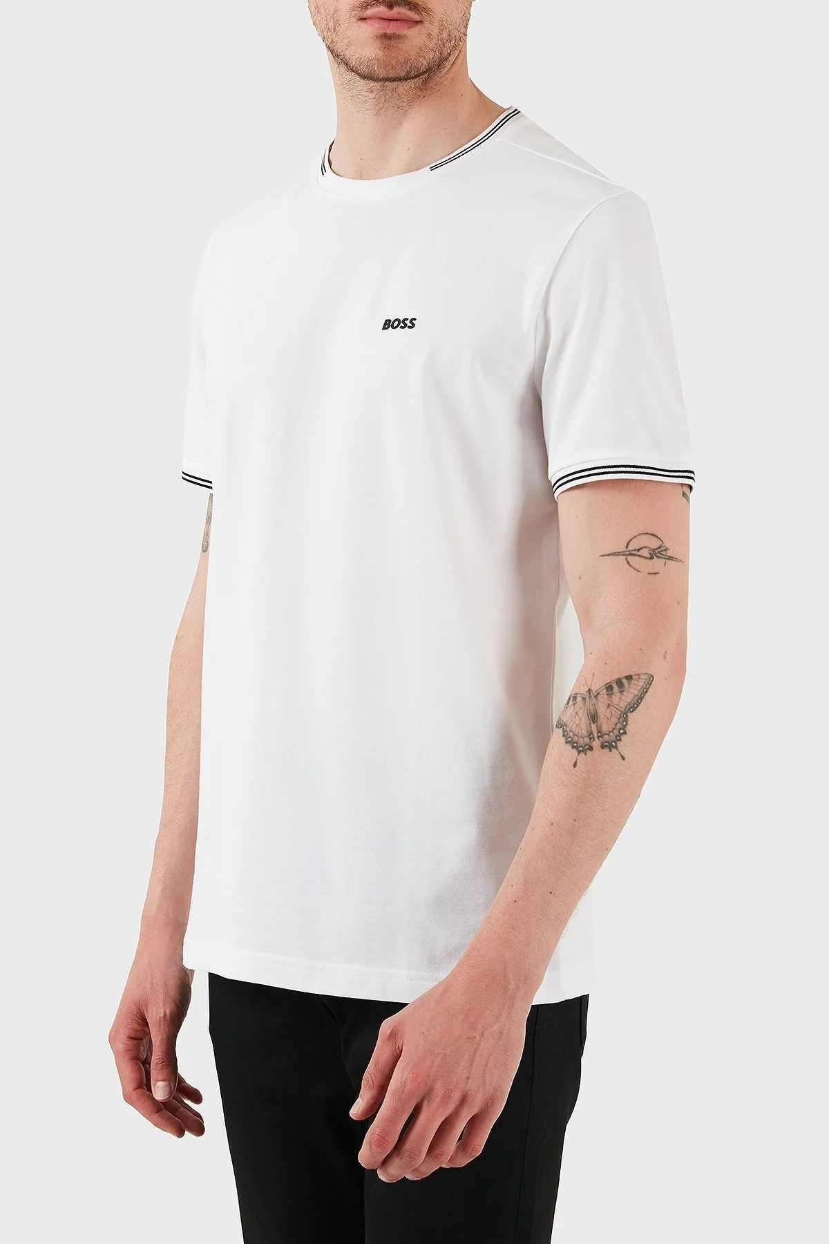 Boss Streç Pamuklu Regular Fit Bisiklet Yaka Erkek T Shirt 50521245 100 BEYAZ - 4