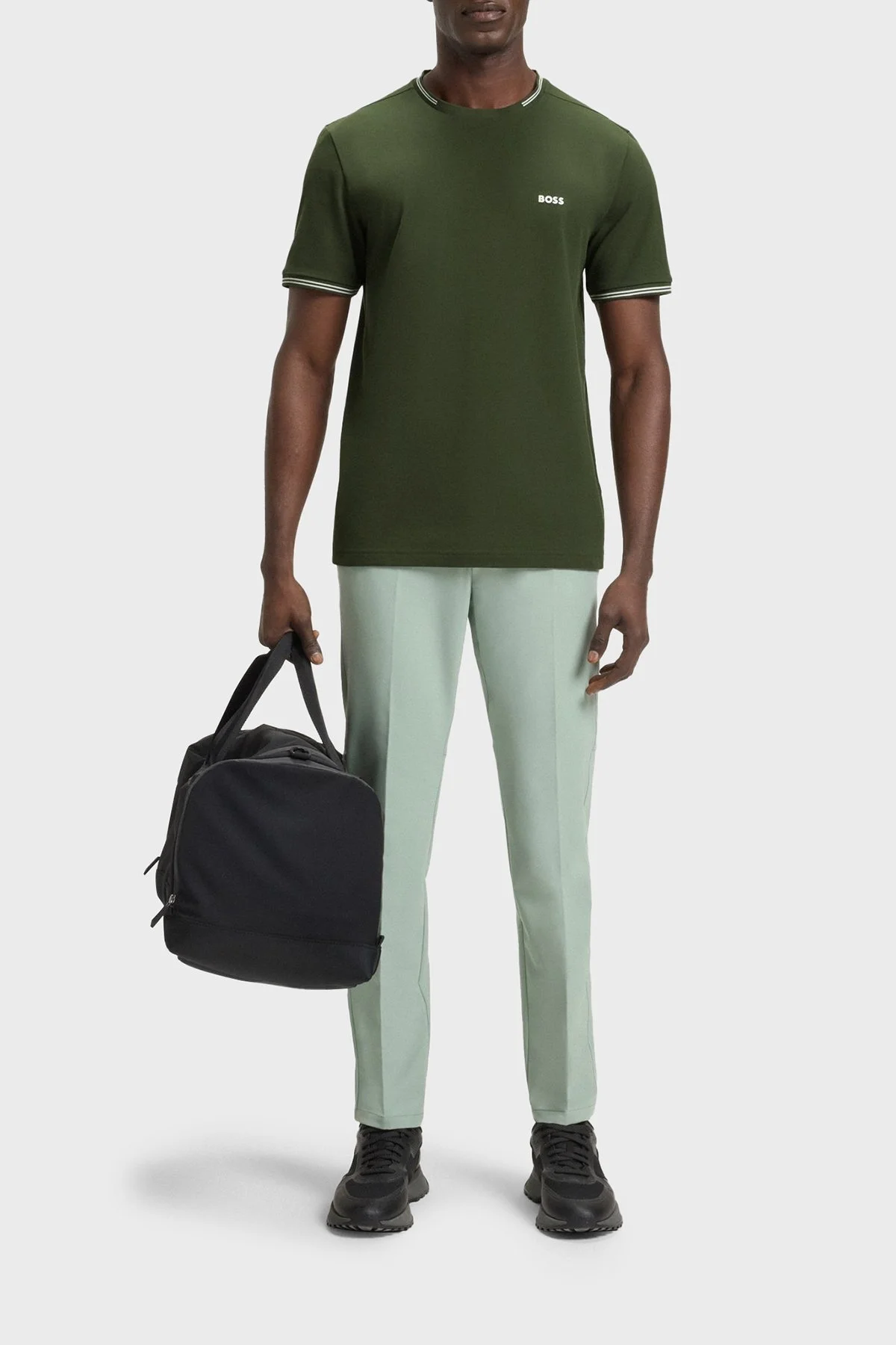 Boss Streç Pamuklu Regular Fit Bisiklet Yaka Erkek T Shirt 50521245 355 YEŞİL - 2