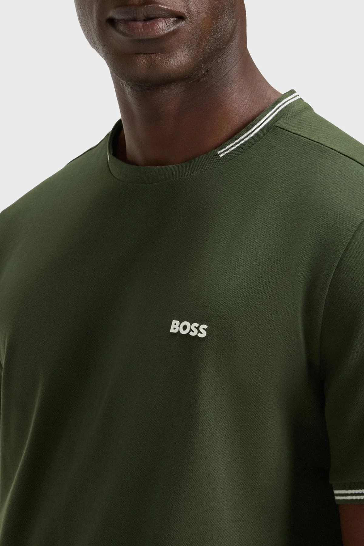 Boss Streç Pamuklu Regular Fit Bisiklet Yaka Erkek T Shirt 50521245 355 YEŞİL - 3