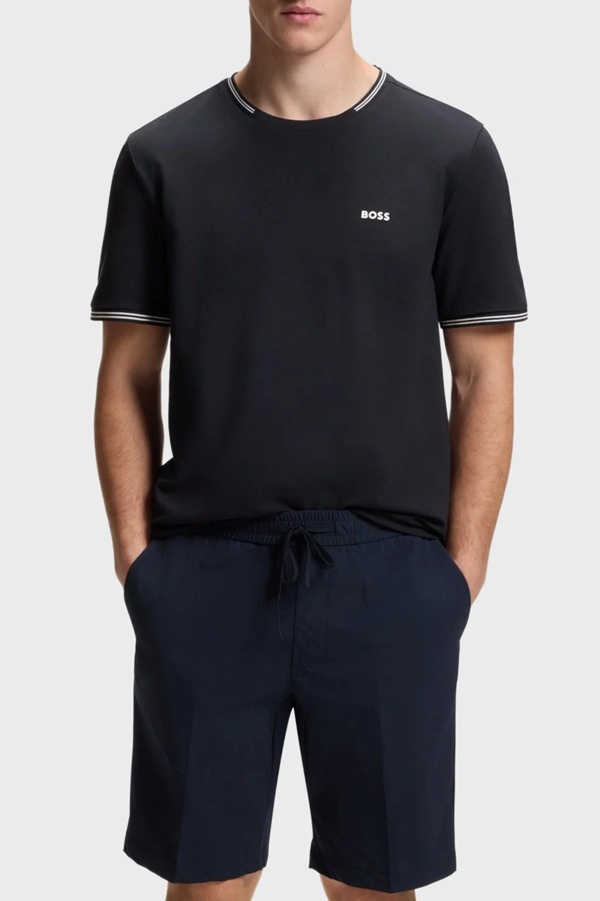 Boss Streç Pamuklu Regular Fit Bisiklet Yaka Erkek T Shirt 50521245 402 LACİVERT - 1