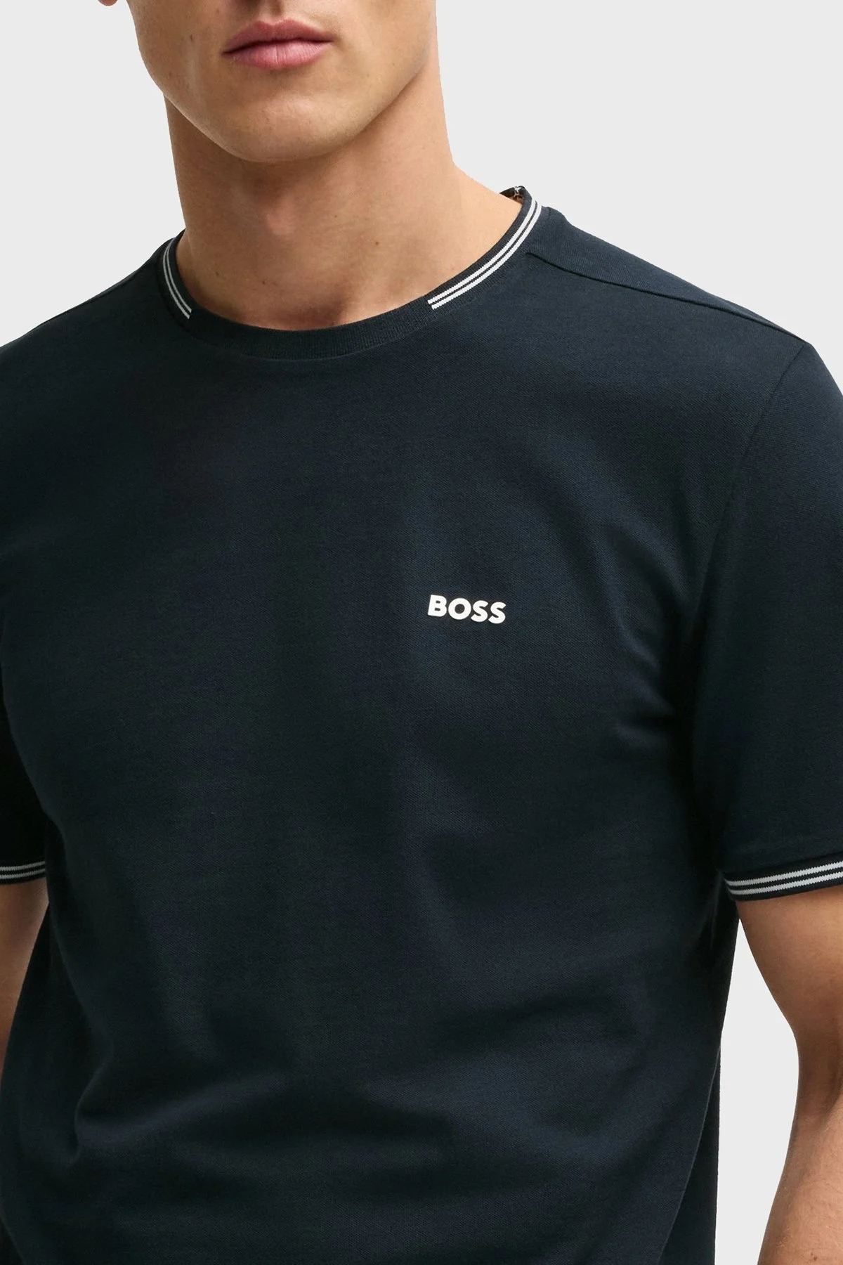 Boss Streç Pamuklu Regular Fit Bisiklet Yaka Erkek T Shirt 50521245 408 LACİVERT - 4