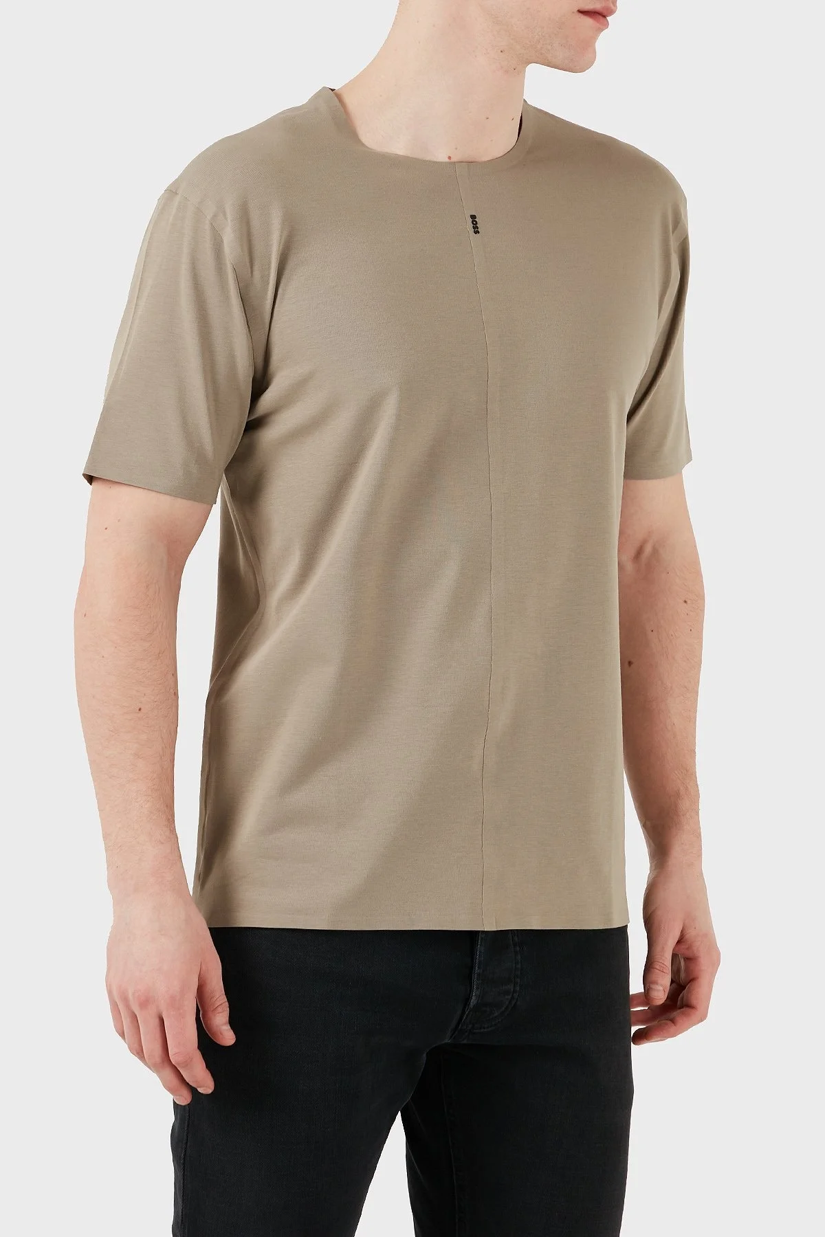 Boss Streç Pamuklu Regular Fit Bisiklet Yaka Erkek T Shirt 50533301 334 HAKİ - 5