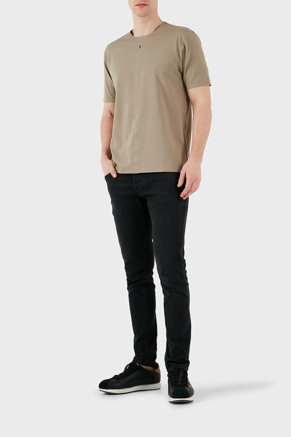 Boss Streç Pamuklu Regular Fit Bisiklet Yaka Erkek T Shirt 50533301 334 HAKİ - 4