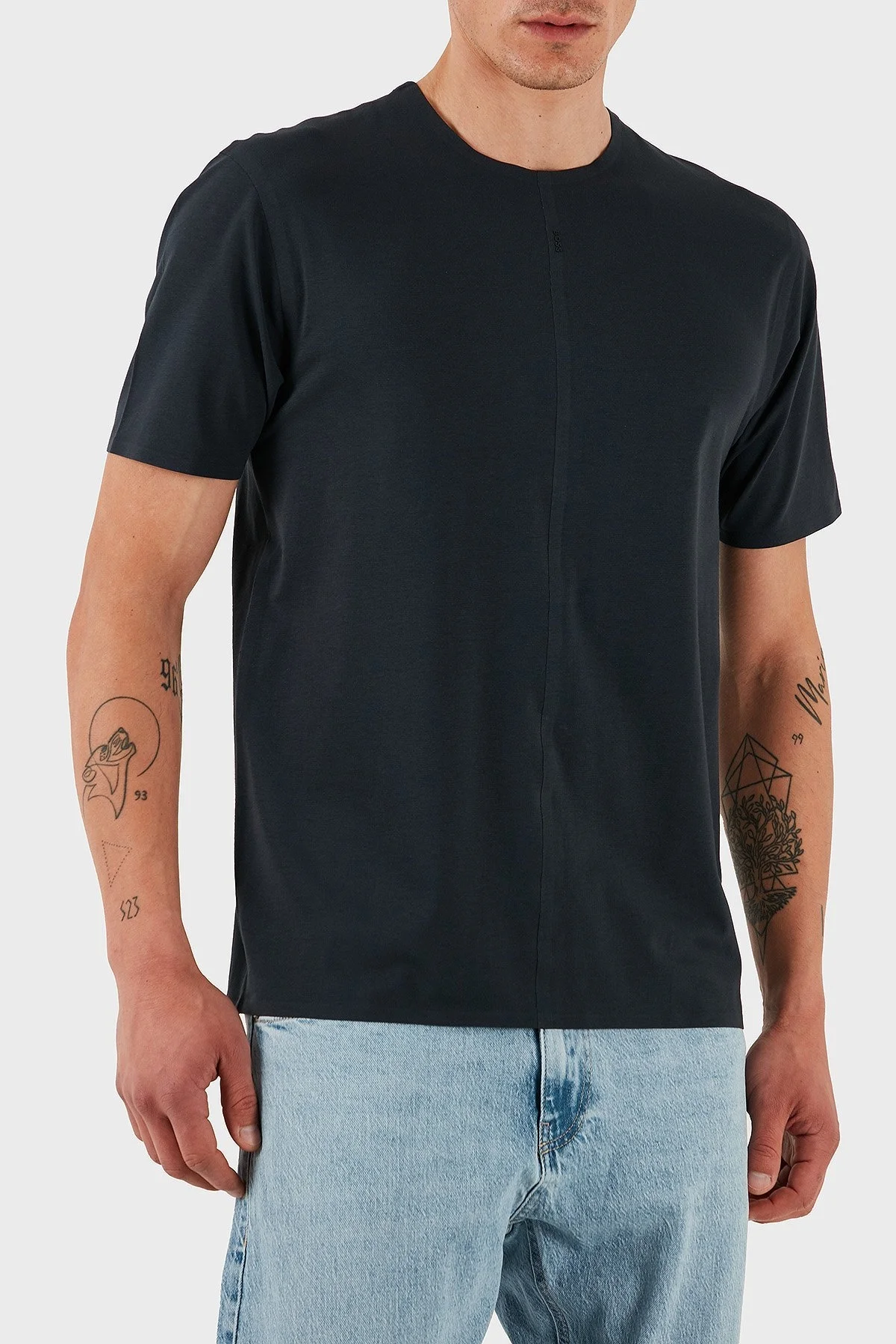 Boss Streç Pamuklu Regular Fit Bisiklet Yaka Erkek T Shirt 50533301 402 LACİVERT - 1