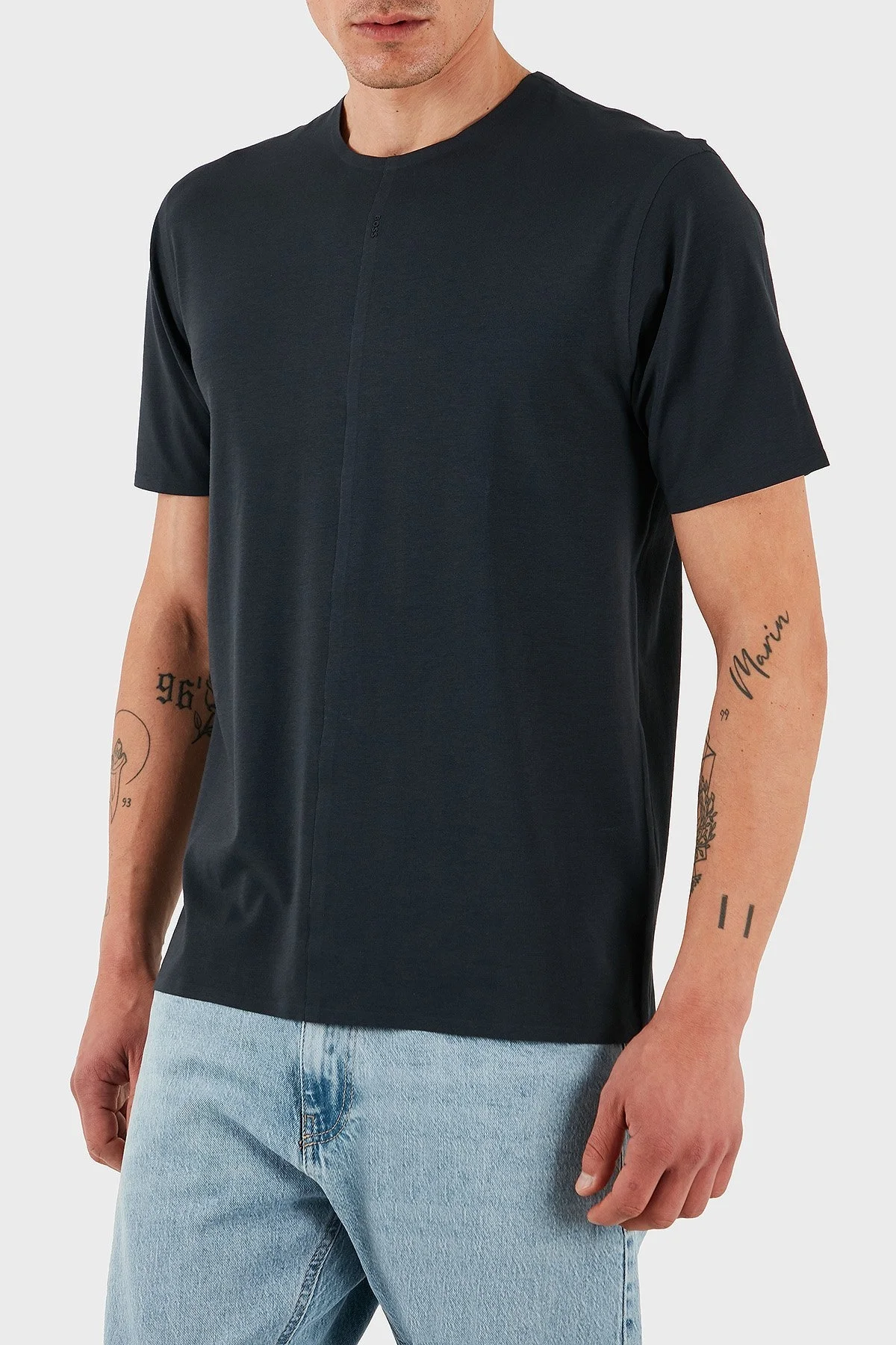 Boss Streç Pamuklu Regular Fit Bisiklet Yaka Erkek T Shirt 50533301 402 LACİVERT - 4