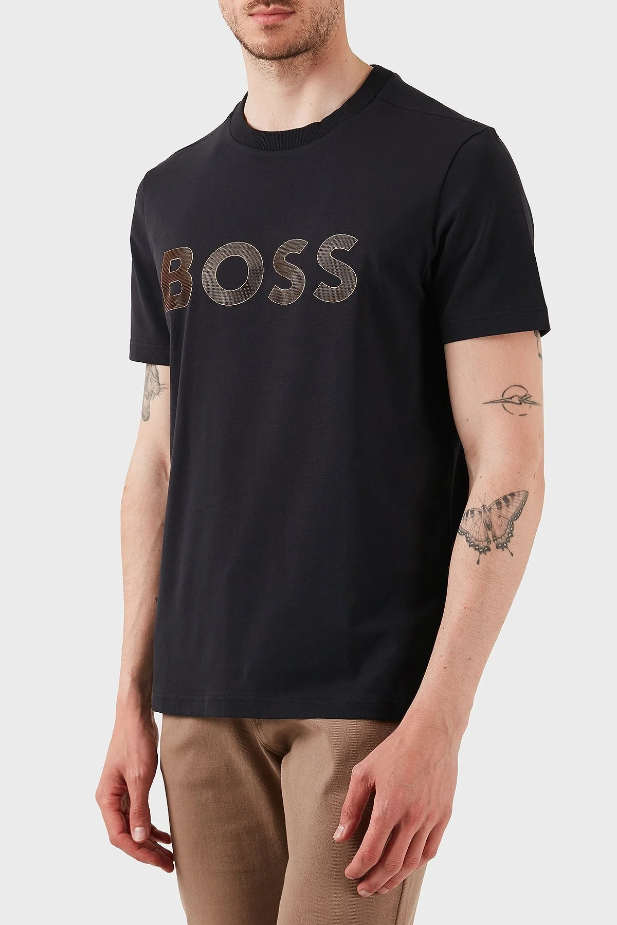 Boss Streç Pamuklu Regular Fit Büyük Logolu Erkek T Shirt 50535170 402 LACİVERT - 3
