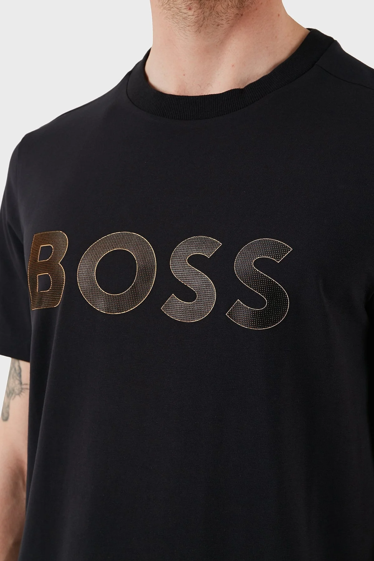 Boss Streç Pamuklu Regular Fit Büyük Logolu Erkek T Shirt 50535170 402 LACİVERT - 5