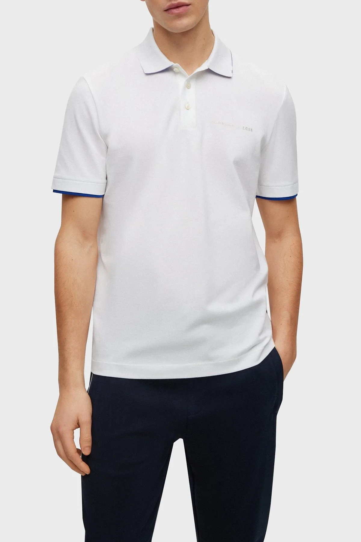 Boss Streç Pamuklu Regular Fit Düğmeli Erkek Polo T Shirt 50486178 100 BEYAZ - 1