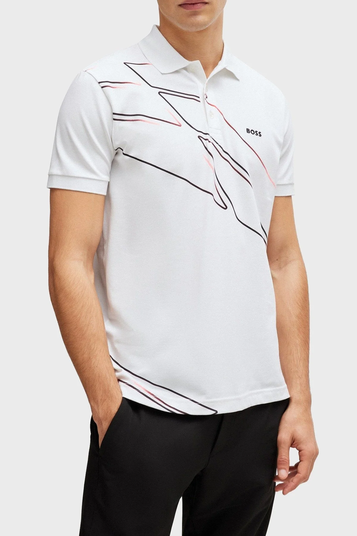 Boss Streç Pamuklu Regular Fit Düğmeli Erkek Polo Yaka T Shirt 50512766 100 BEYAZ - 1