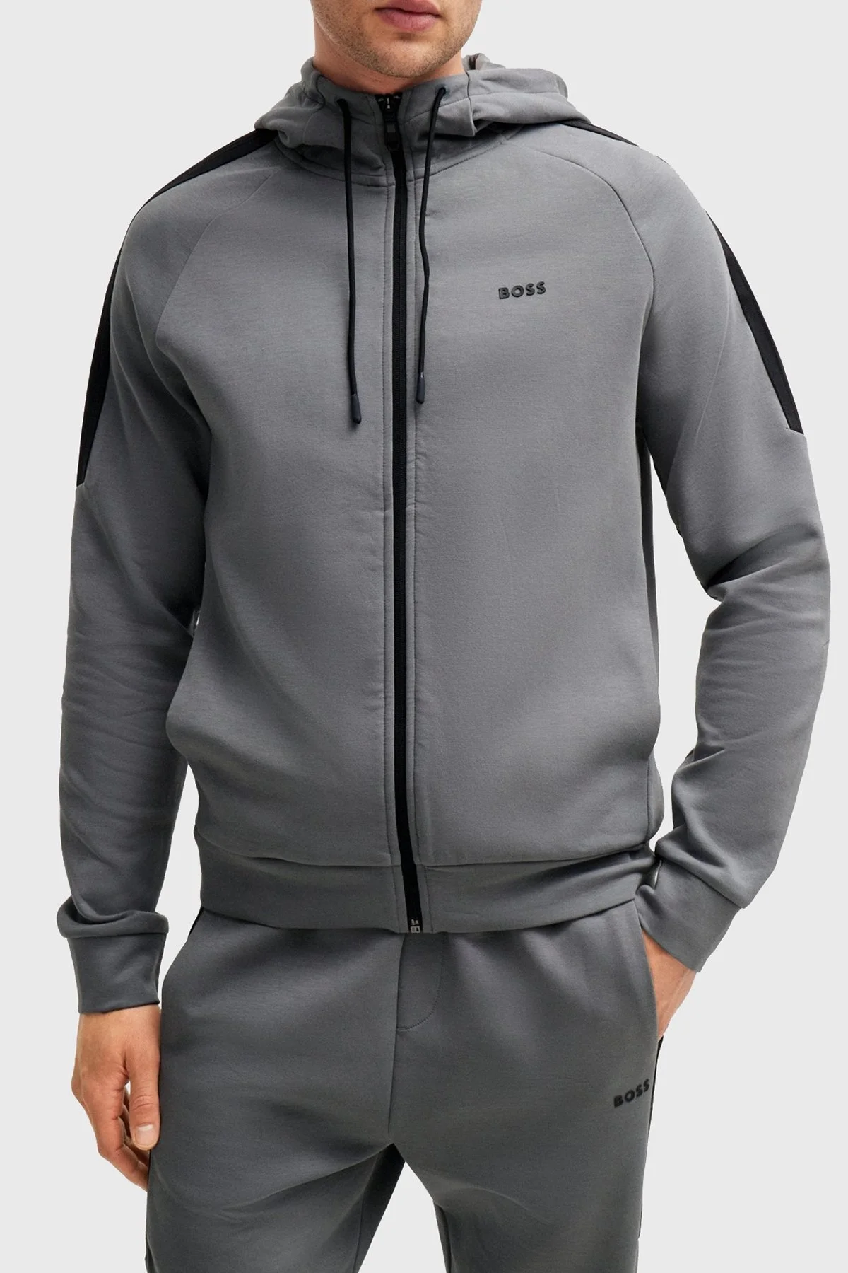 Boss Streç Pamuklu Regular Fit Erkek Eşofman Takımı 50519395 251 GRİ - 3