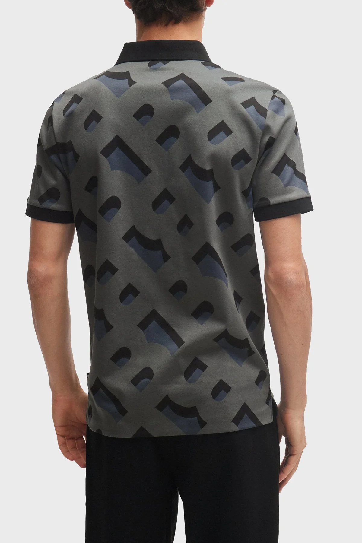 Boss Streç Pamuklu Regular Fit Erkek Polo Yaka T Shirt 50504131 001 GRİ-SİYAH - 3