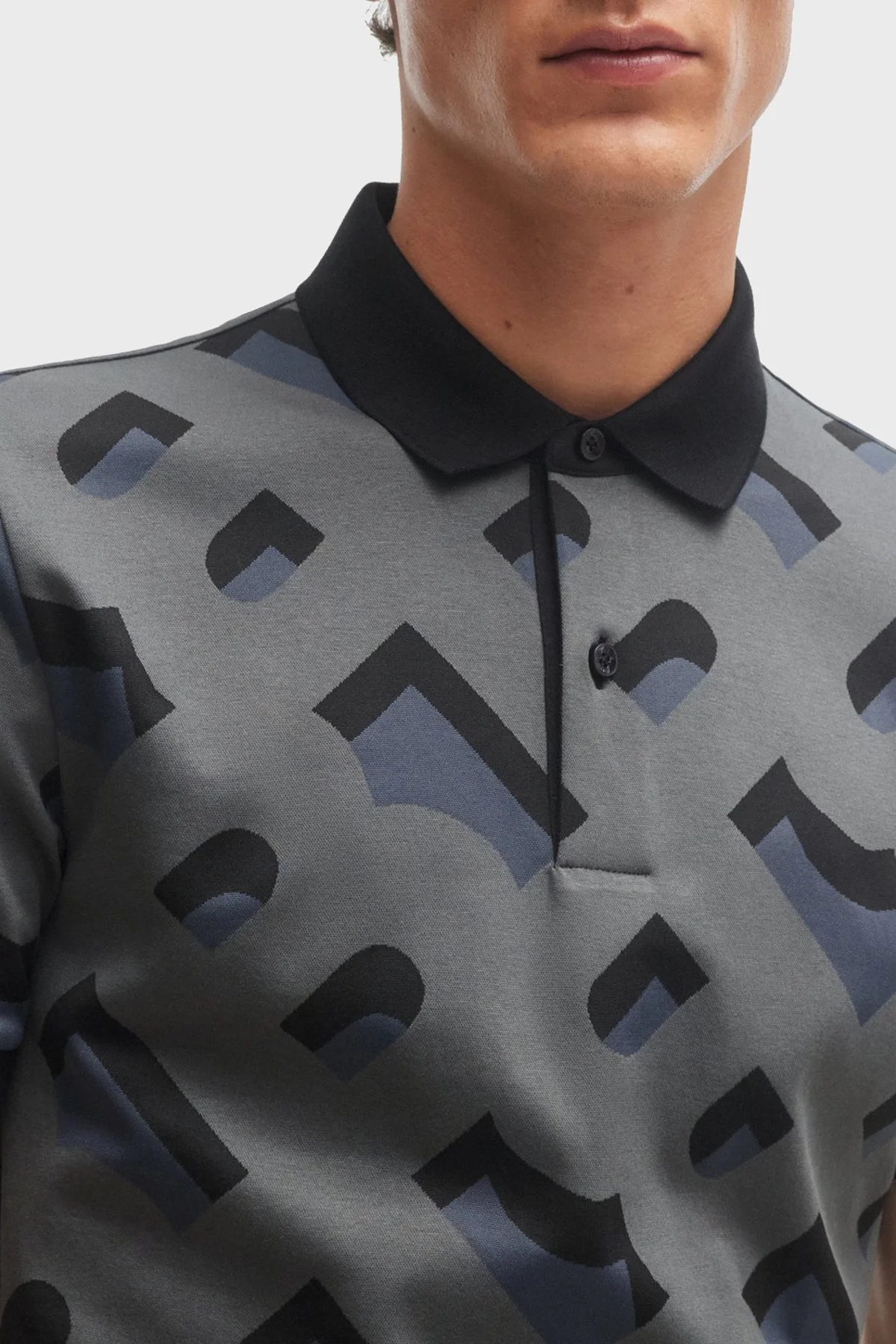 Boss Streç Pamuklu Regular Fit Erkek Polo Yaka T Shirt 50504131 001 GRİ-SİYAH - 4