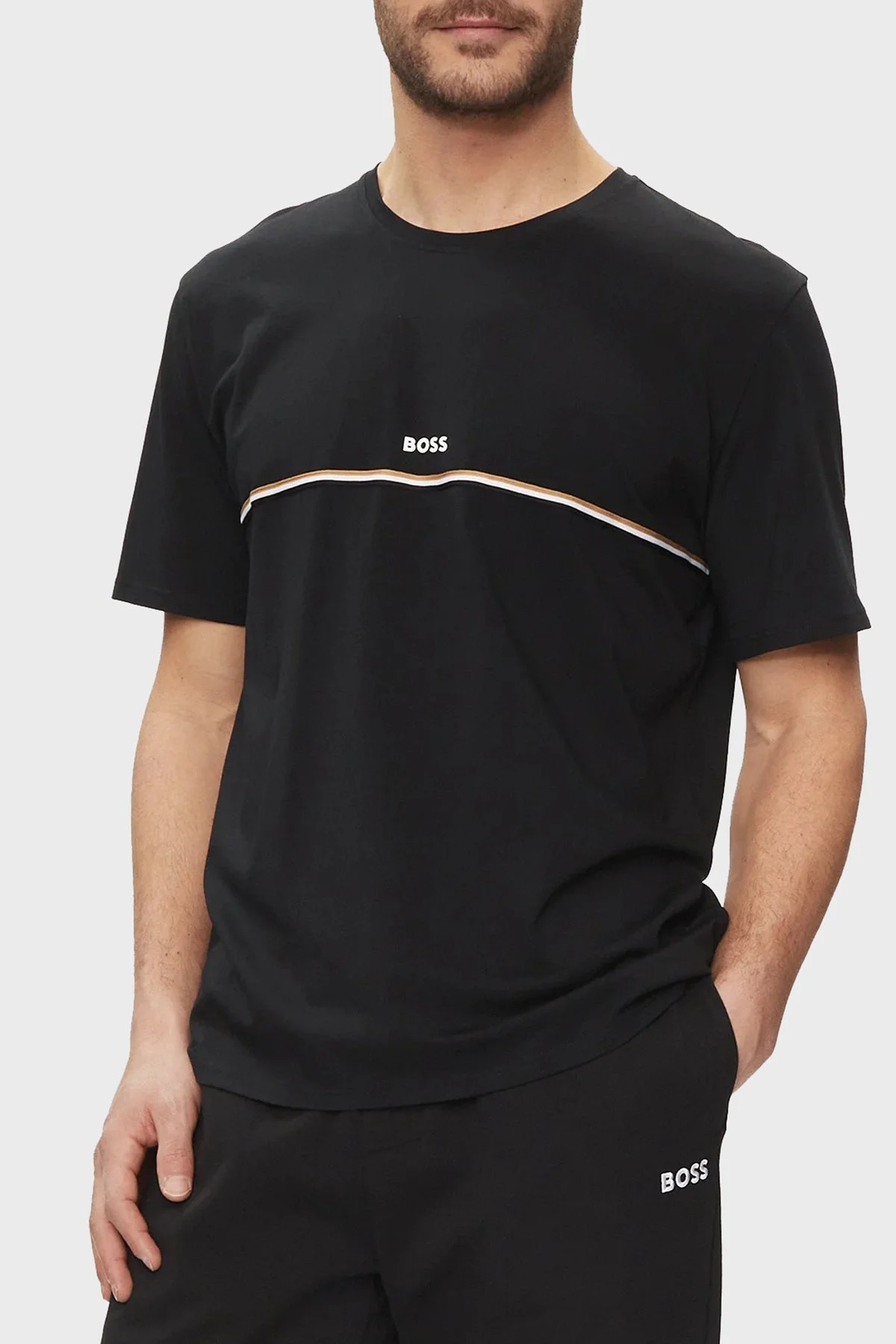 Boss Streç Pamuklu Regular Fit Erkek T Shirt 50515395 001 SİYAH - 1