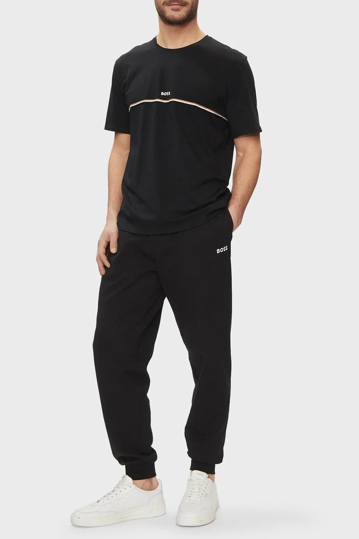Boss Streç Pamuklu Regular Fit Erkek T Shirt 50515395 001 SİYAH - 2