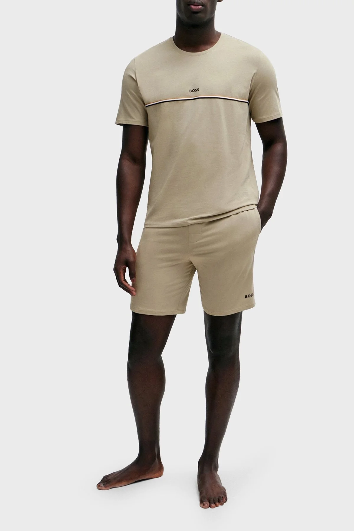 Boss Streç Pamuklu Regular Fit Erkek T Shirt 50515395 255 BEJ - 3