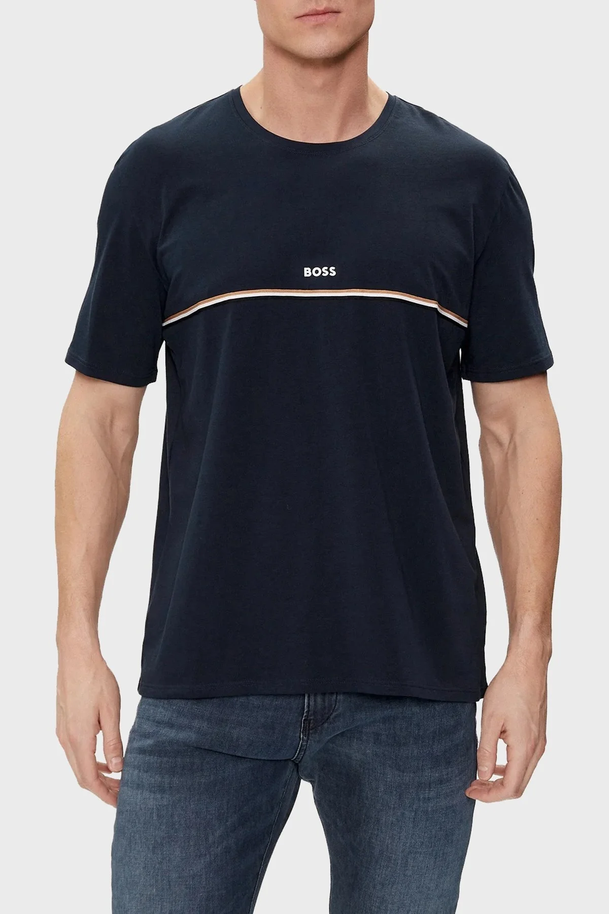 Boss Streç Pamuklu Regular Fit Erkek T Shirt 50515395 402 LACİVERT - 1