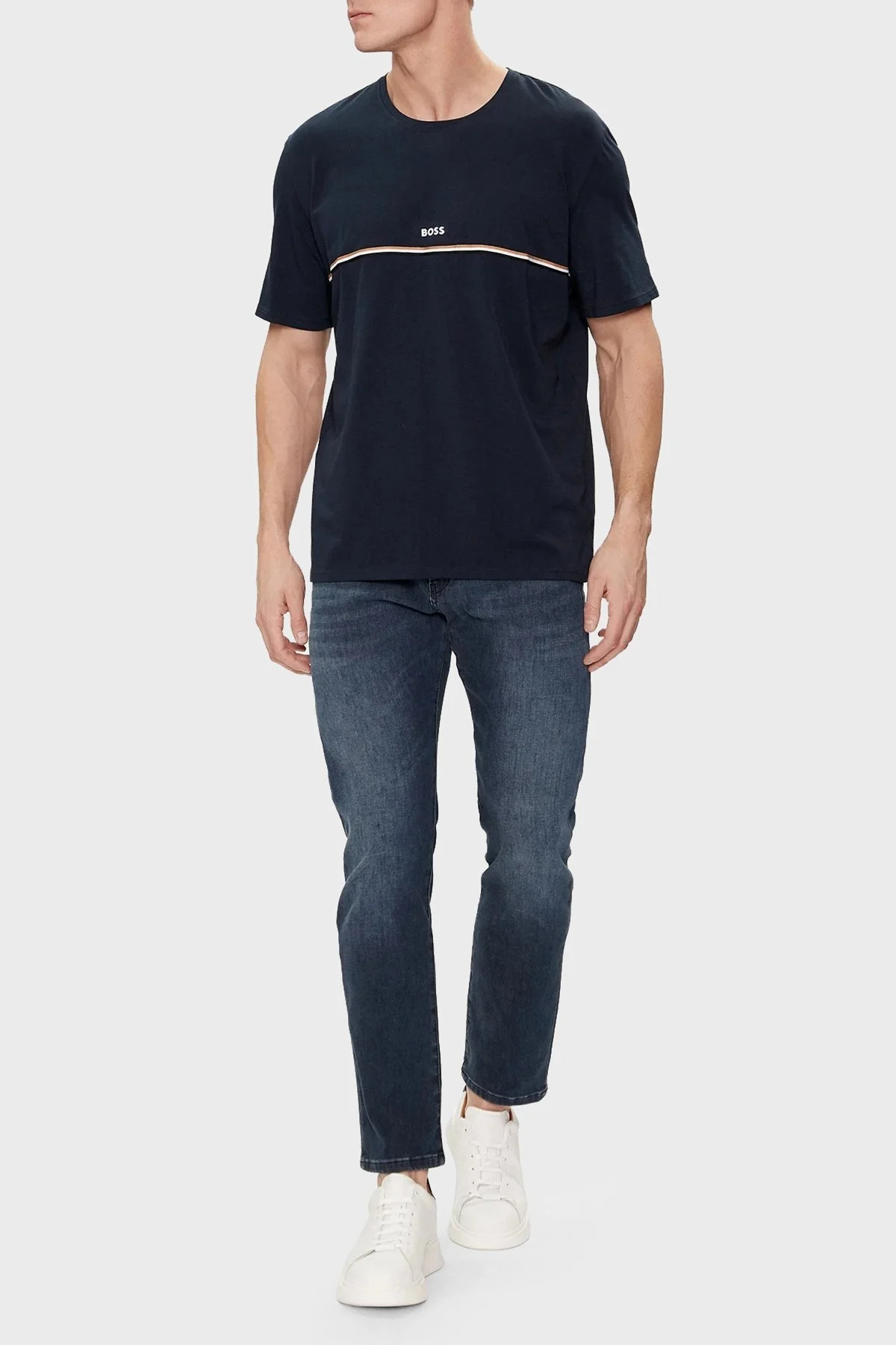 Boss Streç Pamuklu Regular Fit Erkek T Shirt 50515395 402 LACİVERT - 3