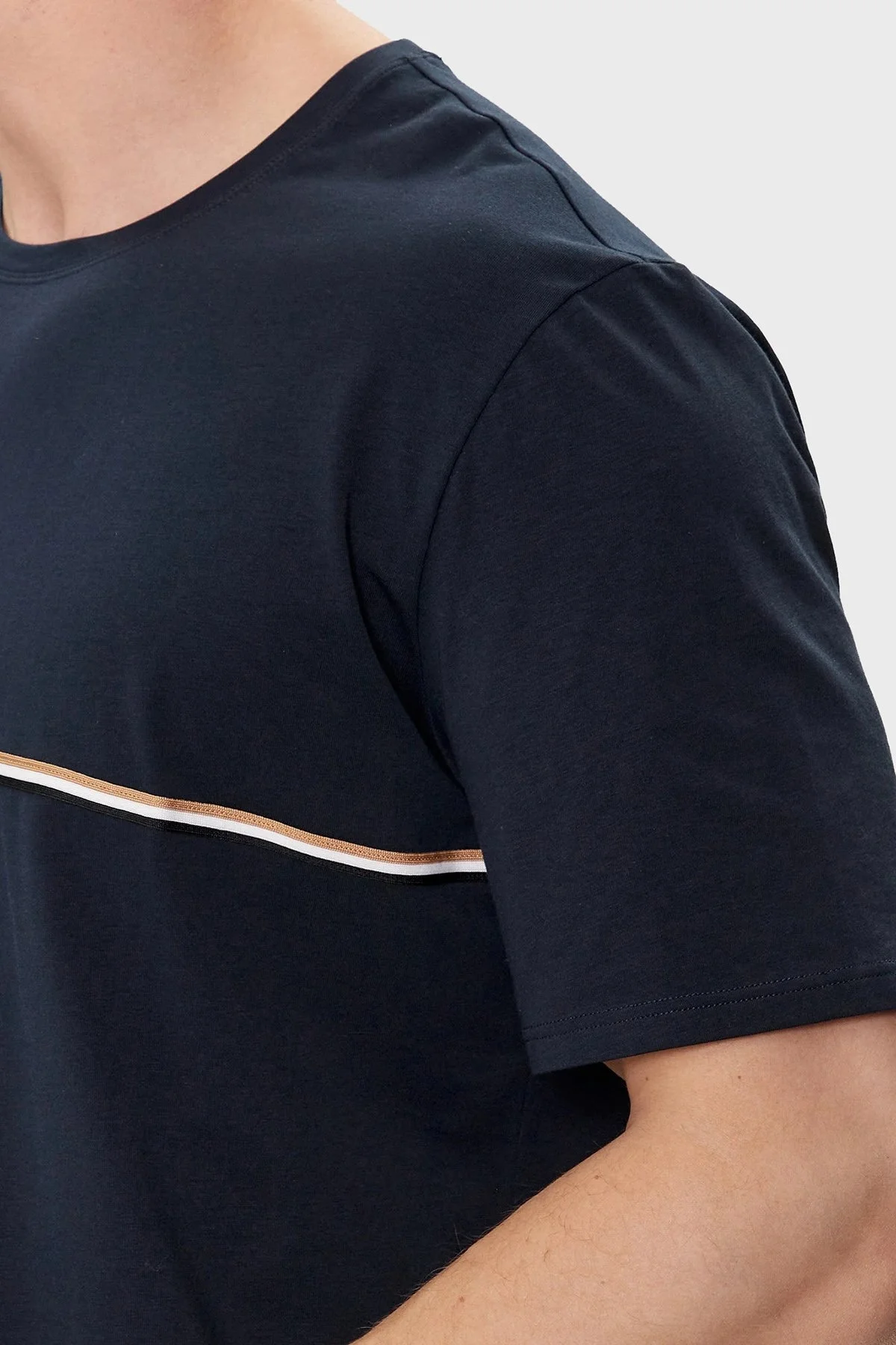 Boss Streç Pamuklu Regular Fit Erkek T Shirt 50515395 402 LACİVERT - 4