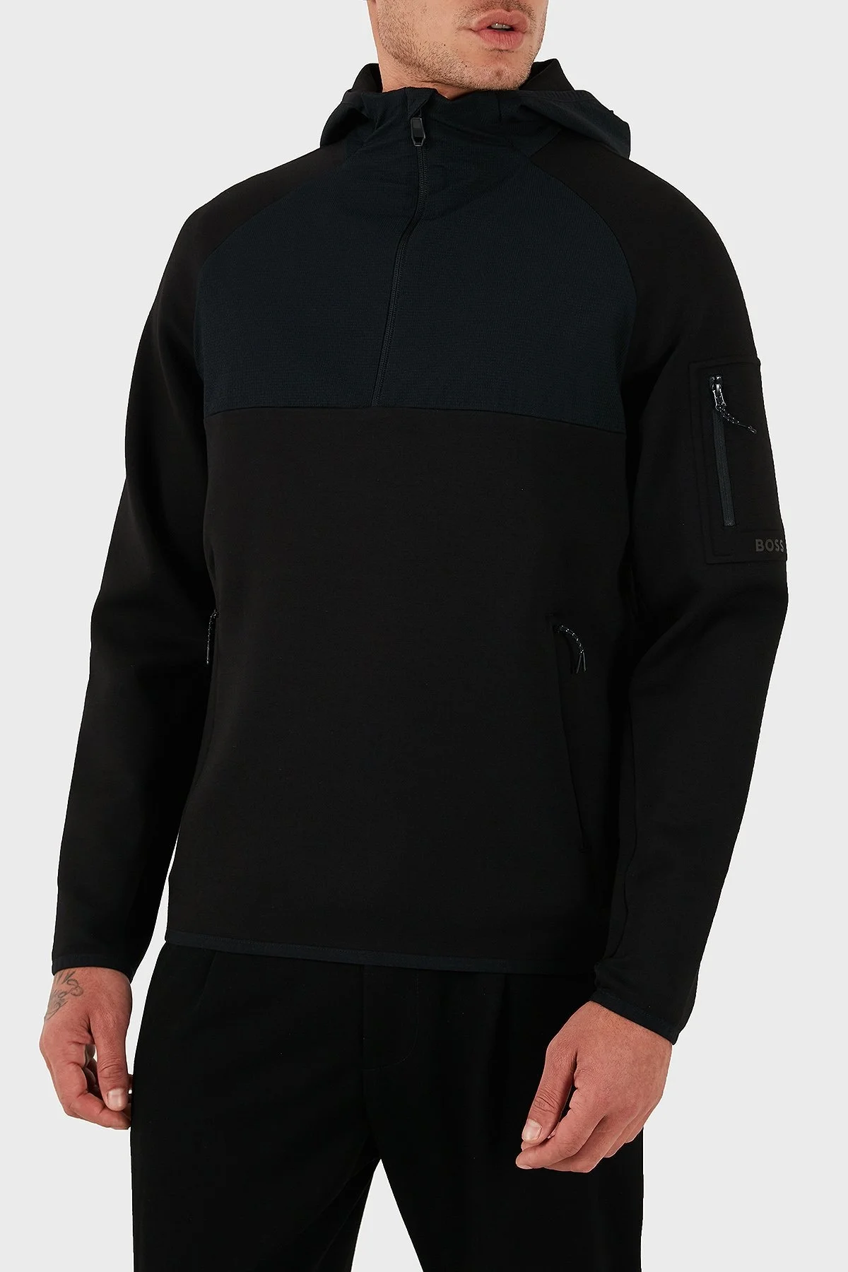 Boss Streç Pamuklu Regular Fit Kapüşonlu Erkek Sweat 50543921 001 SİYAH - 5