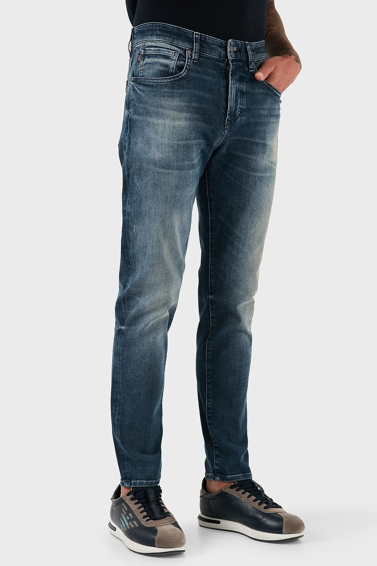 Boss Streç Pamuklu Regular Fit Normal Bel Düz Paça Jeans Erkek Kot Pantolon 50544609 413 LACİVERT - 5