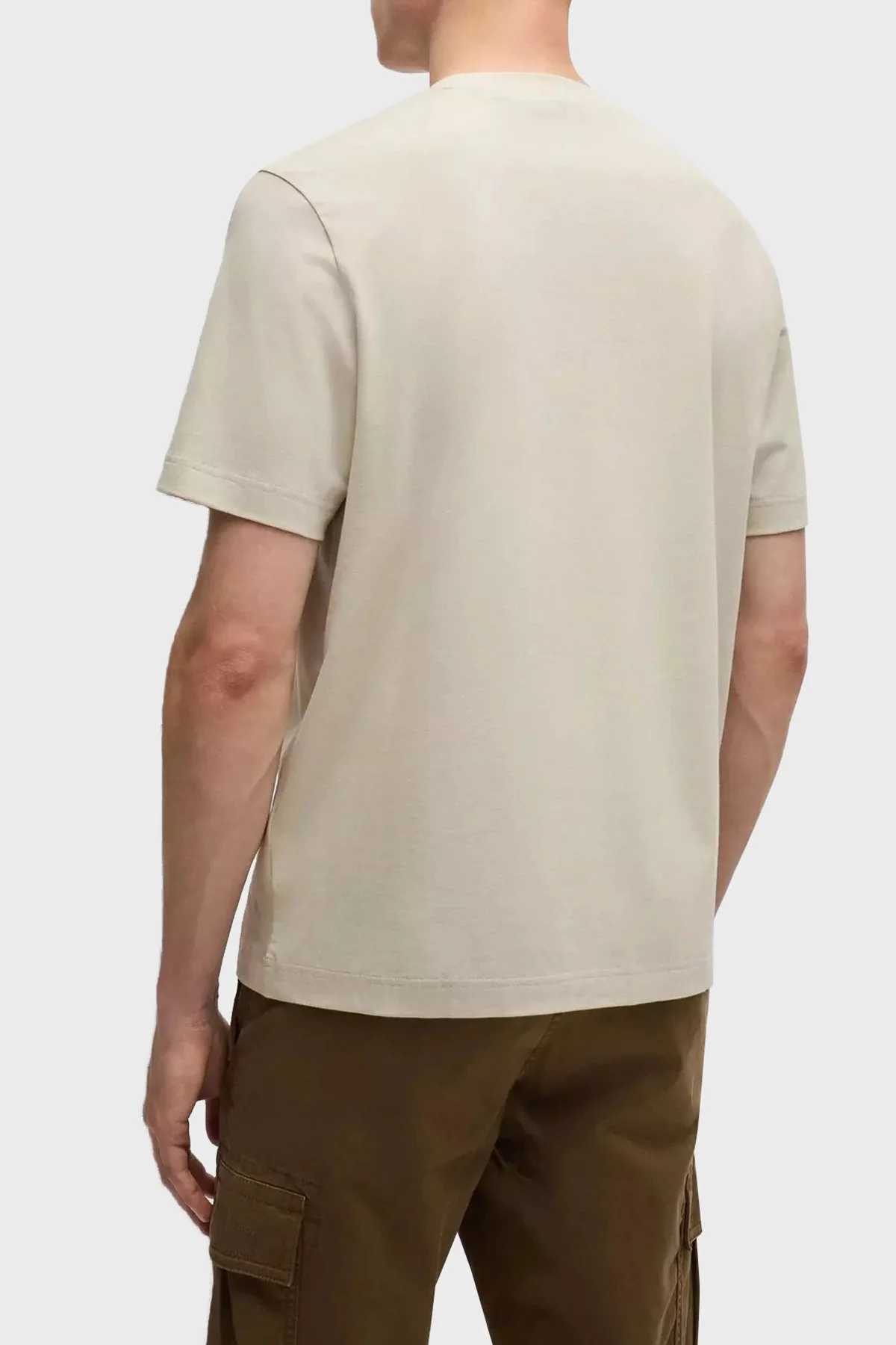 Boss Streç Pamuklu Relaxed Fit Bisiklet Yaka Erkek T Shirt 50473278 271 BEJ - 3