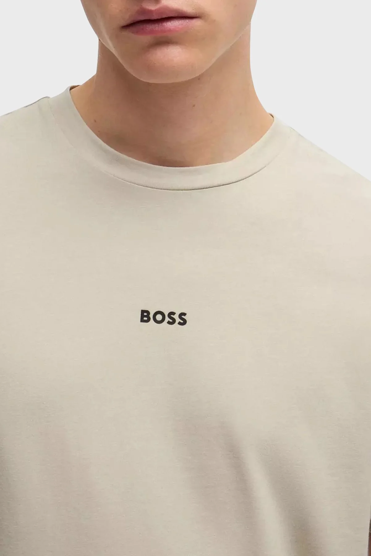 Boss Streç Pamuklu Relaxed Fit Bisiklet Yaka Erkek T Shirt 50473278 271 BEJ - 4