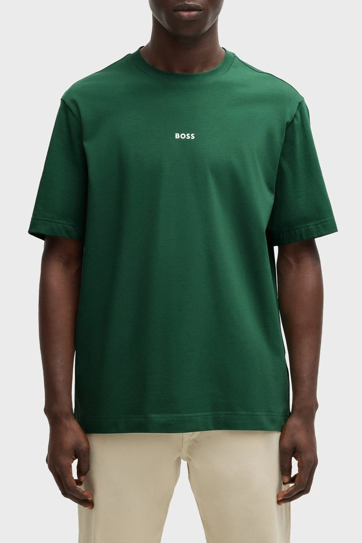 Boss Streç Pamuklu Relaxed Fit Bisiklet Yaka Erkek T Shirt 50473278 343 YEŞİL - 1