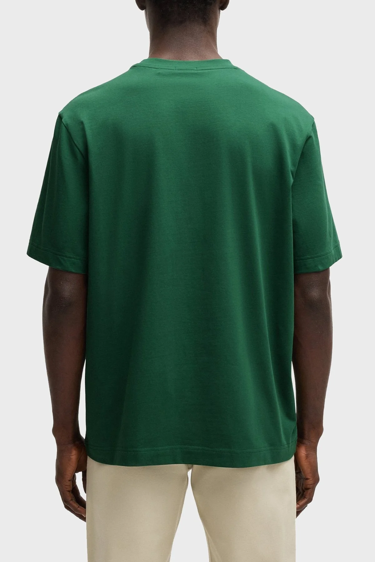 Boss Streç Pamuklu Relaxed Fit Bisiklet Yaka Erkek T Shirt 50473278 343 YEŞİL - 3