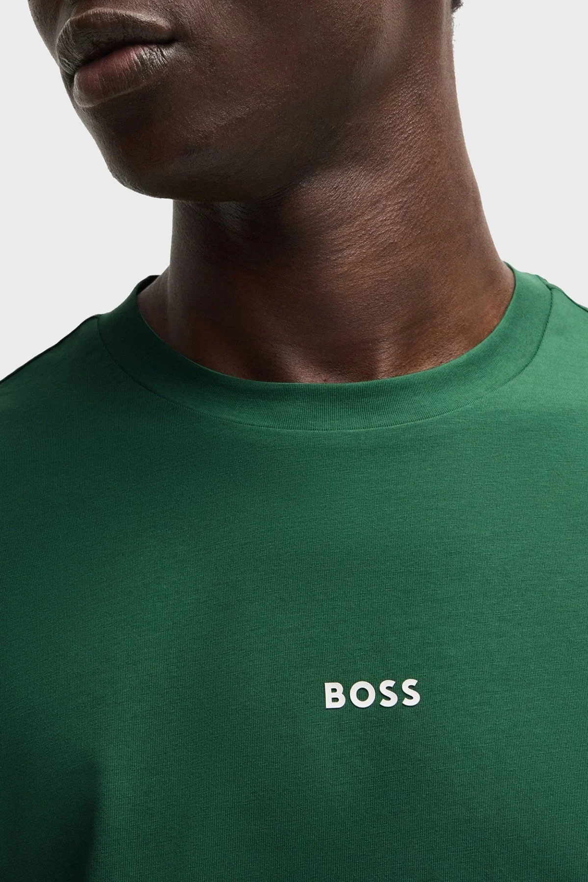 Boss Streç Pamuklu Relaxed Fit Bisiklet Yaka Erkek T Shirt 50473278 343 YEŞİL - 4