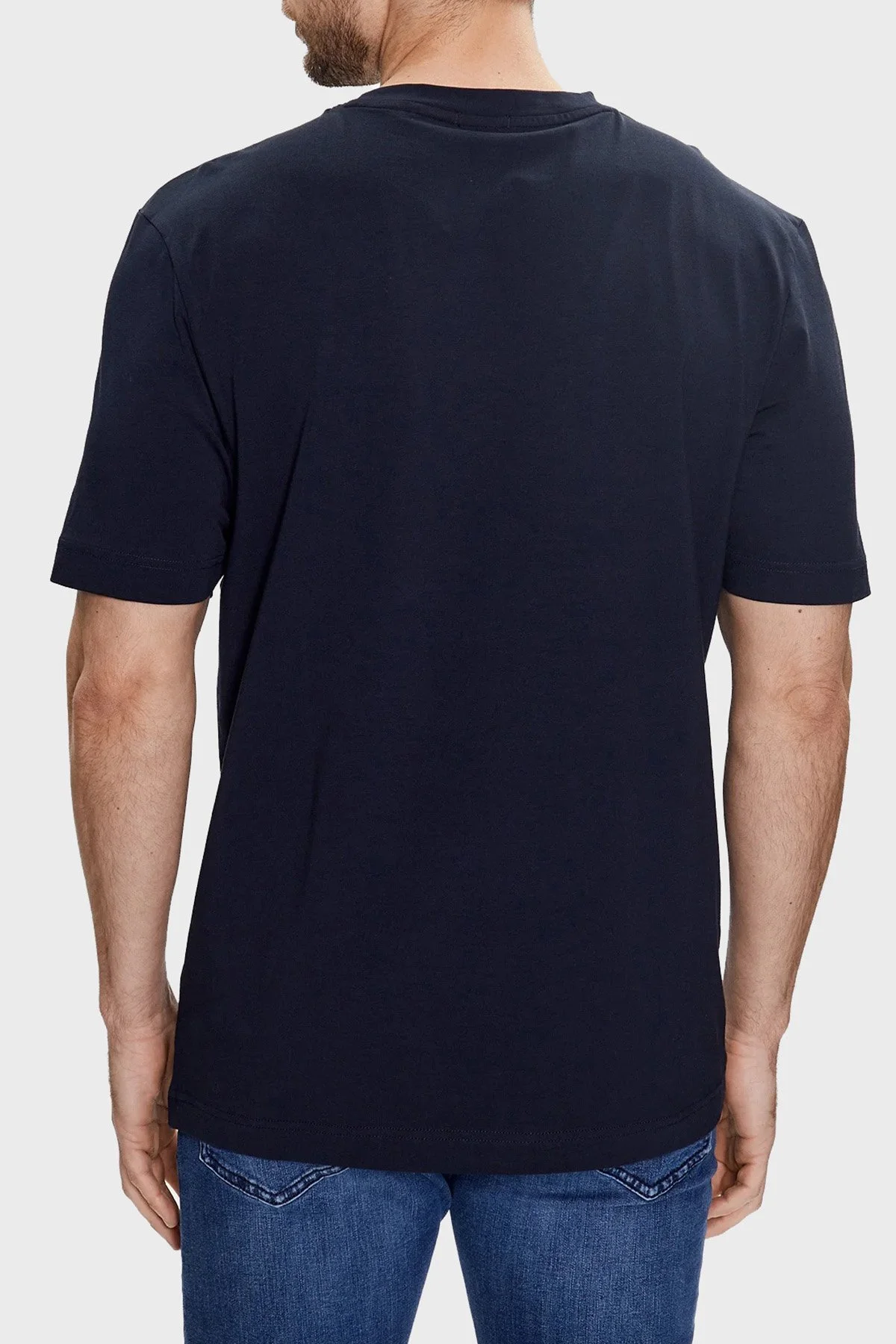 Boss Streç Pamuklu Relaxed Fit Bisiklet Yaka Erkek T Shirt 50473278 404 LACİVERT - 3