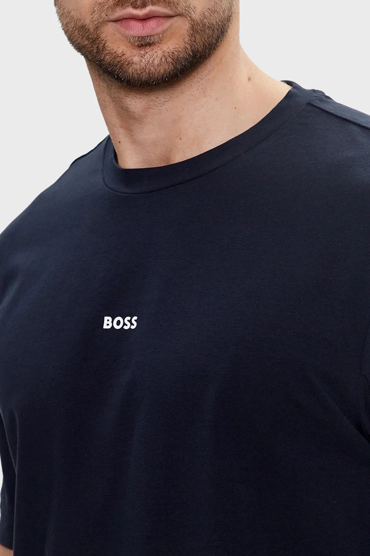 Boss Streç Pamuklu Relaxed Fit Bisiklet Yaka Erkek T Shirt 50473278 404 LACİVERT - 4