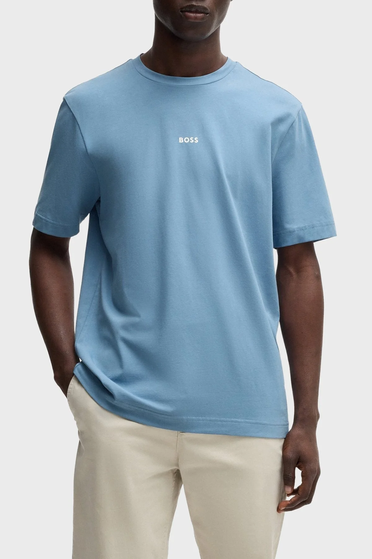 Boss Streç Pamuklu Relaxed Fit Bisiklet Yaka Erkek T Shirt 50473278 462 MAVİ - 6