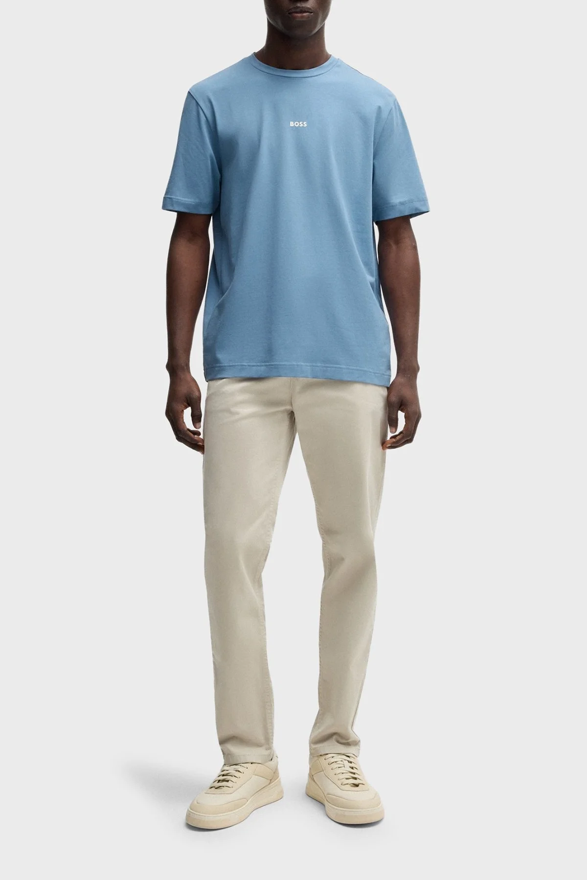 Boss Streç Pamuklu Relaxed Fit Bisiklet Yaka Erkek T Shirt 50473278 462 MAVİ - 7