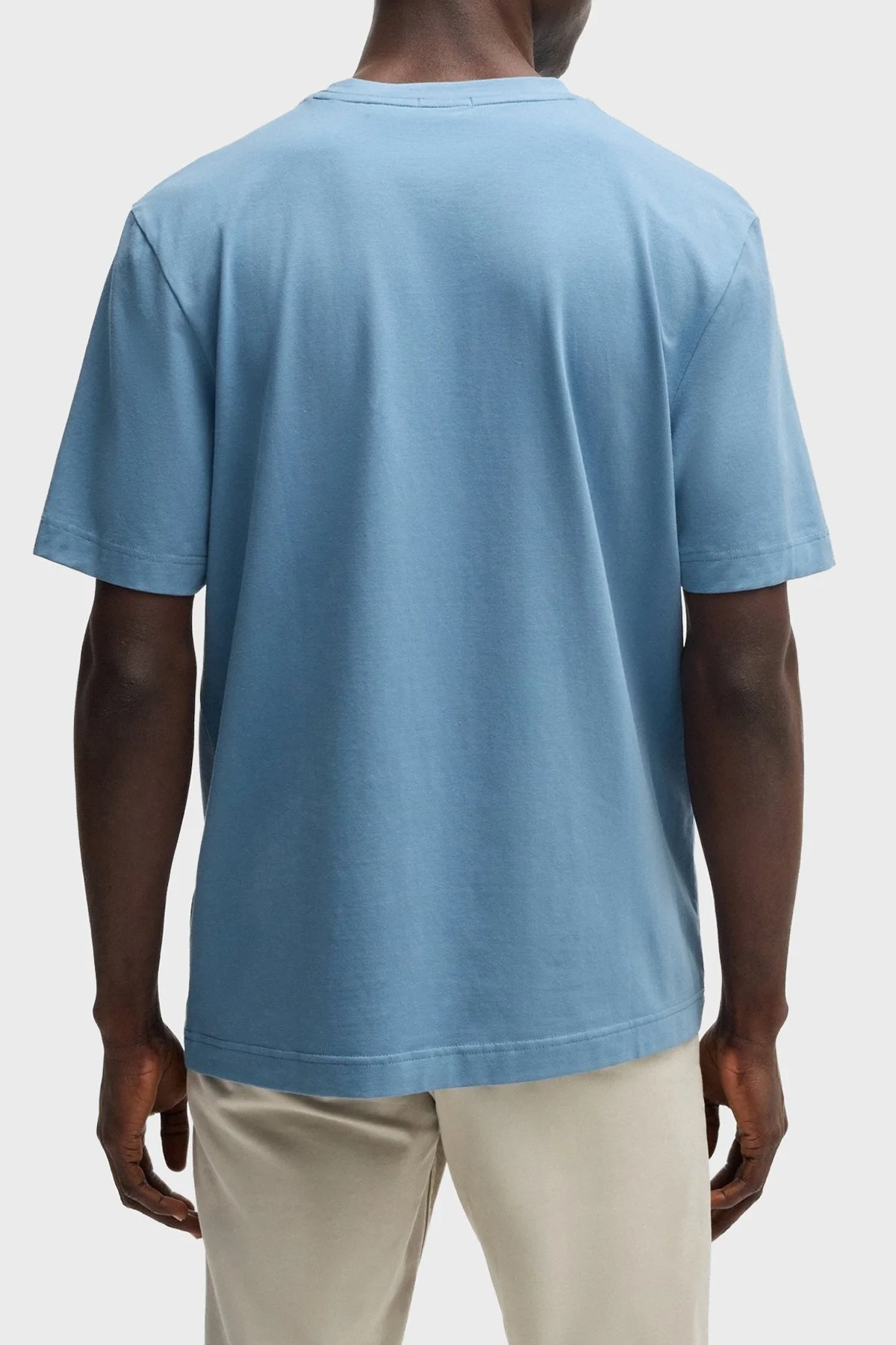 Boss Streç Pamuklu Relaxed Fit Bisiklet Yaka Erkek T Shirt 50473278 462 MAVİ - 8