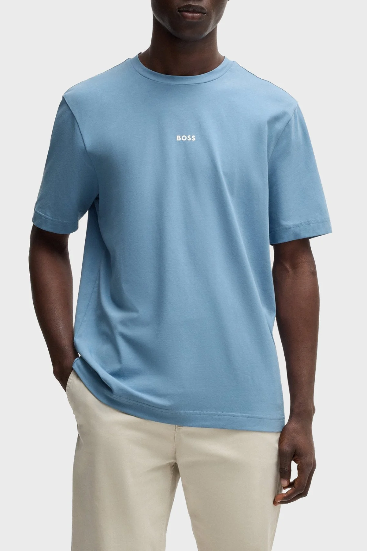 Boss Streç Pamuklu Relaxed Fit Bisiklet Yaka Erkek T Shirt 50473278 462 MAVİ - 1