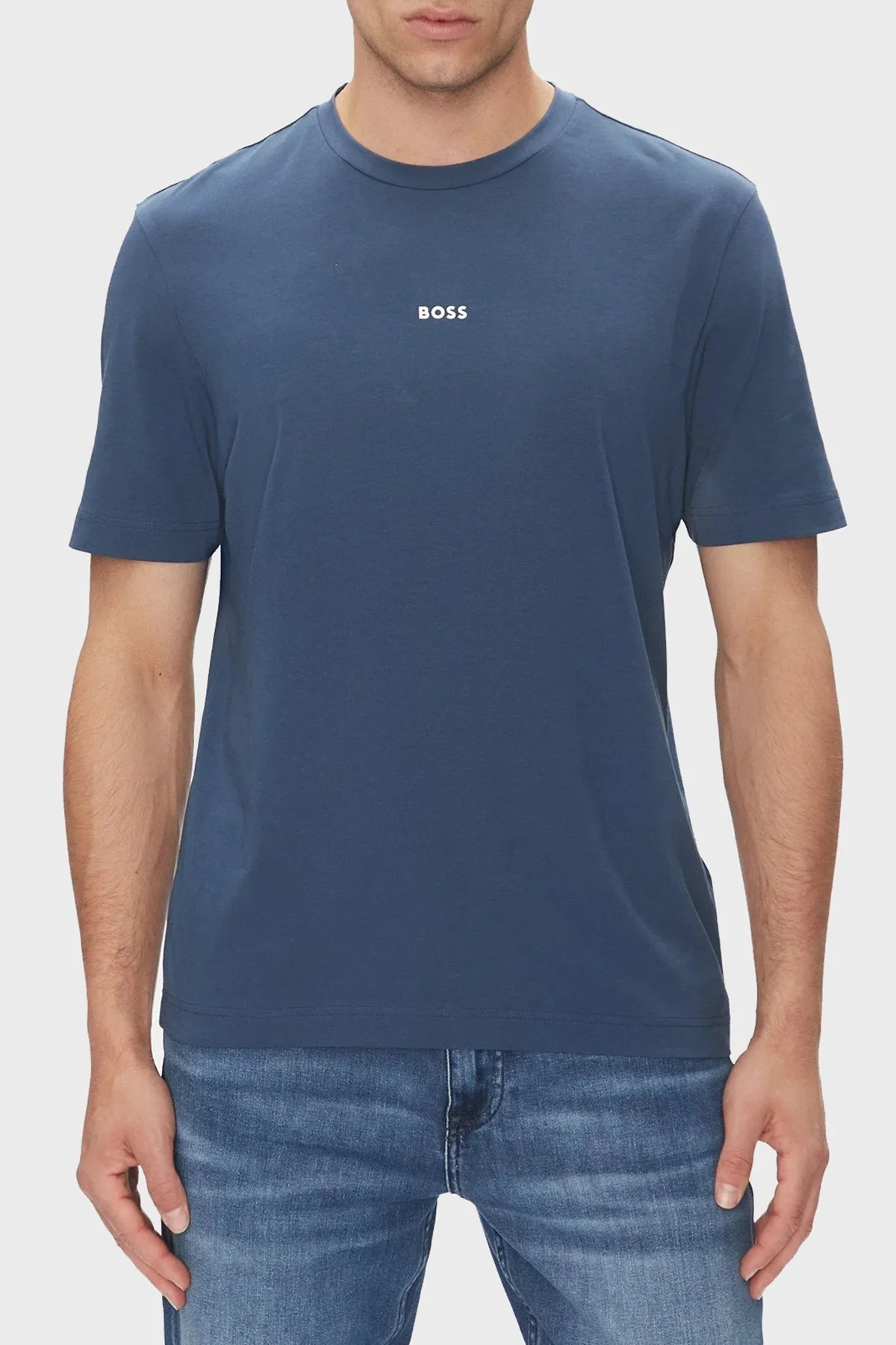 Boss Streç Pamuklu Relaxed Fit Bisiklet Yaka Erkek T Shirt 50473278 466 LACİVERT - 6