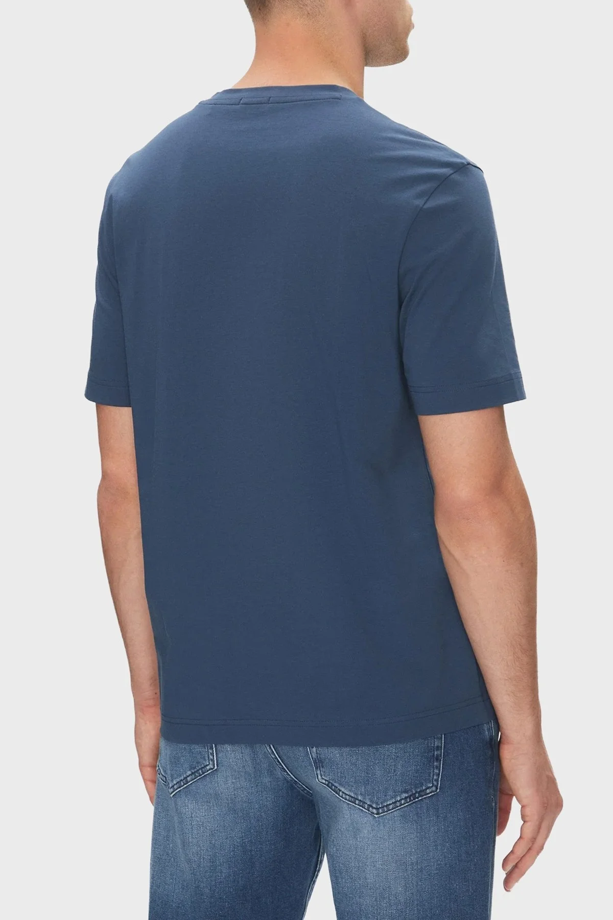 Boss Streç Pamuklu Relaxed Fit Bisiklet Yaka Erkek T Shirt 50473278 466 LACİVERT - 8