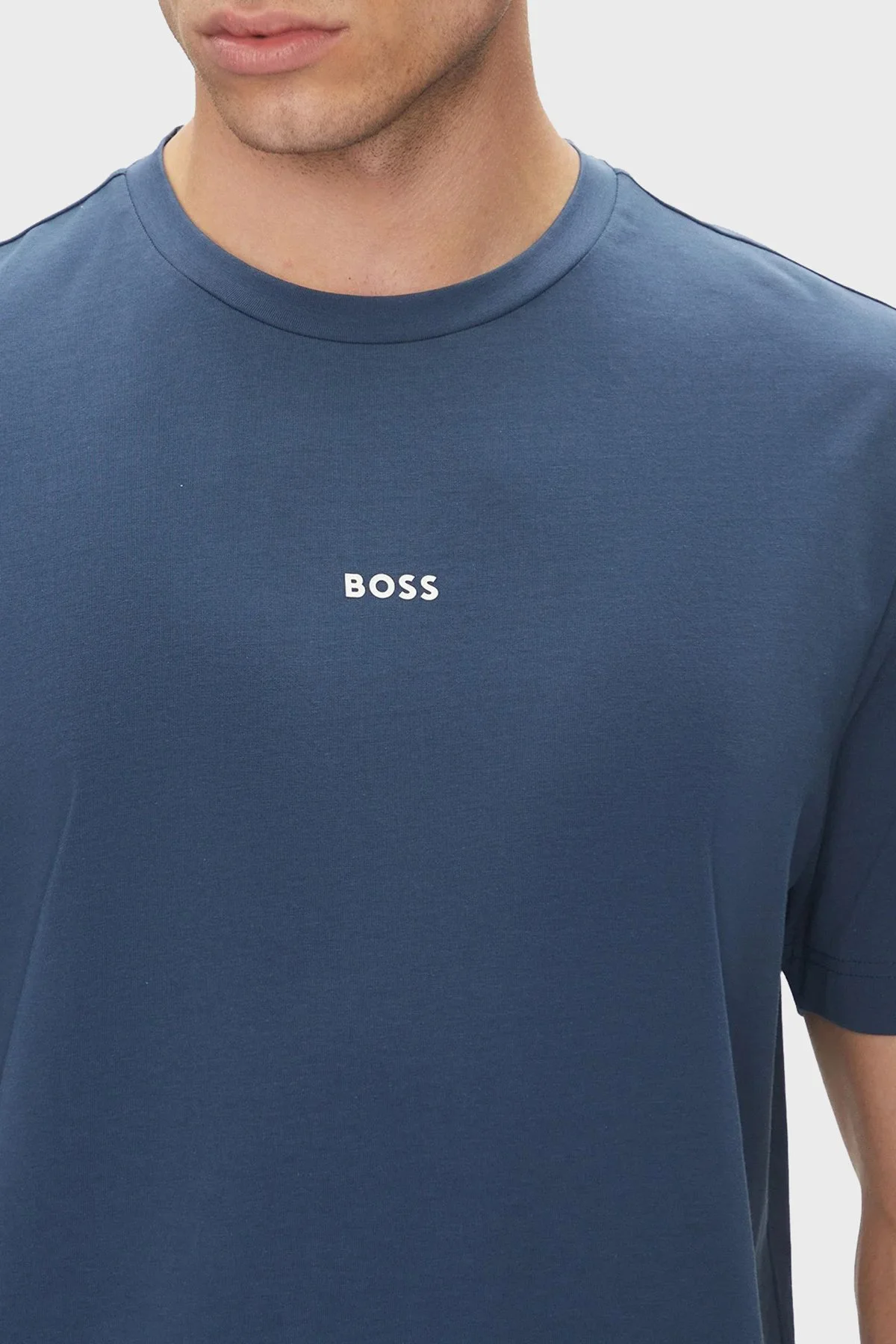 Boss Streç Pamuklu Relaxed Fit Bisiklet Yaka Erkek T Shirt 50473278 466 LACİVERT - 4