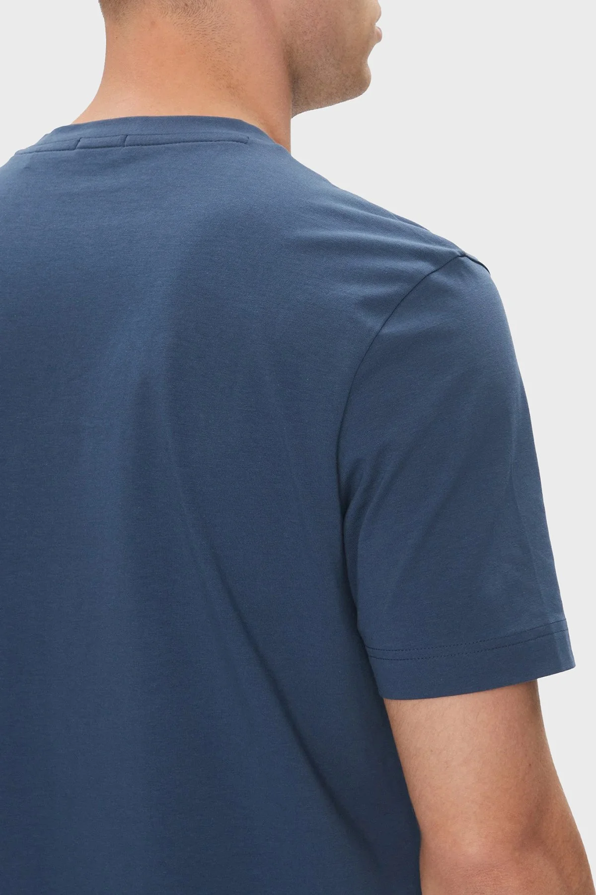 Boss Streç Pamuklu Relaxed Fit Bisiklet Yaka Erkek T Shirt 50473278 466 LACİVERT - 5