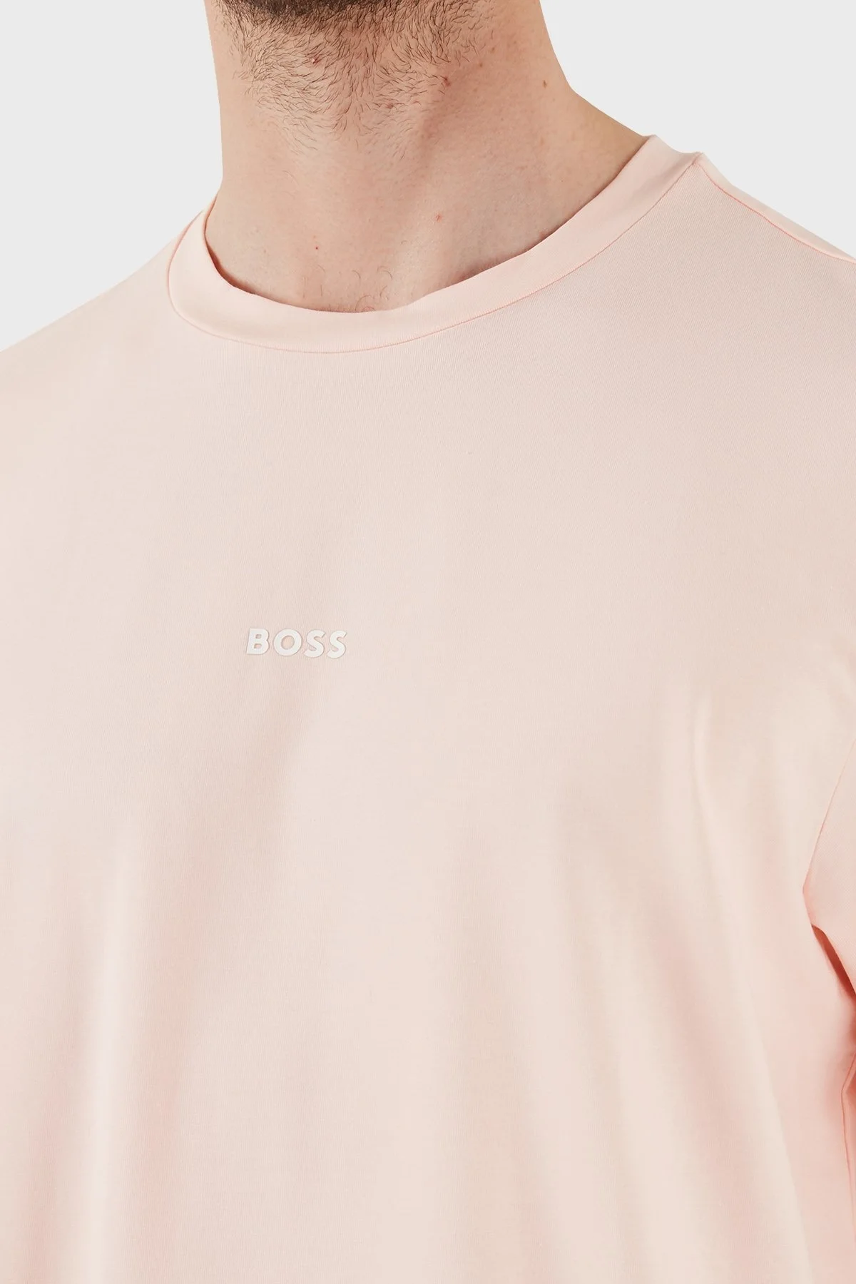 Boss Streç Pamuklu Relaxed Fit Bisiklet Yaka Erkek T Shirt 50473278 694 AÇIK PEMBE - 8