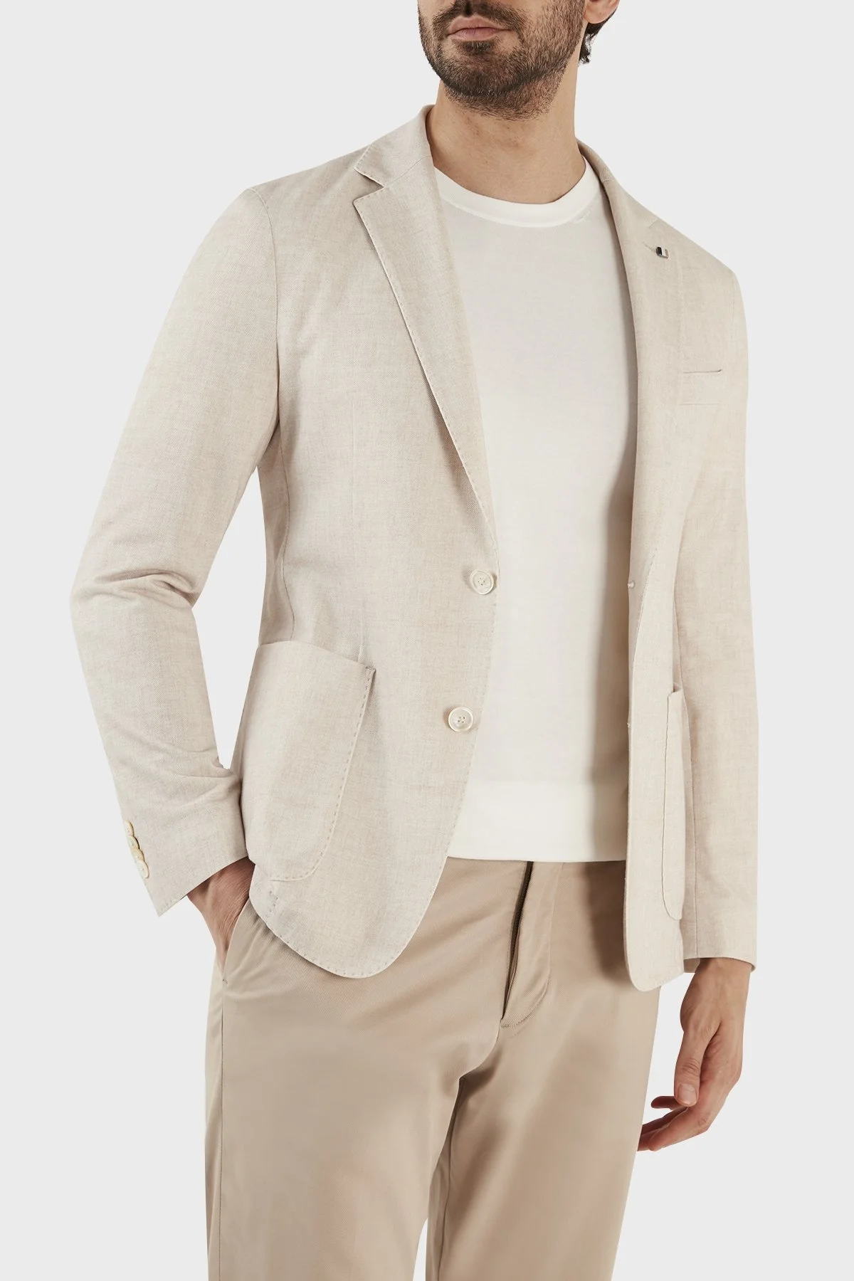 Boss Streç Pamuklu Slim Fit Çift Yırtmaçlı Blazer Erkek Ceket 50491667 271 BEJ - 2