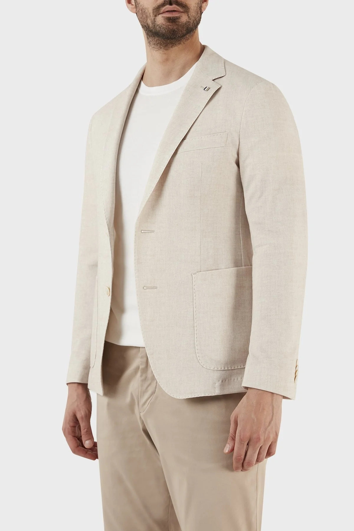 Boss Streç Pamuklu Slim Fit Çift Yırtmaçlı Blazer Erkek Ceket 50491667 271 BEJ - 3